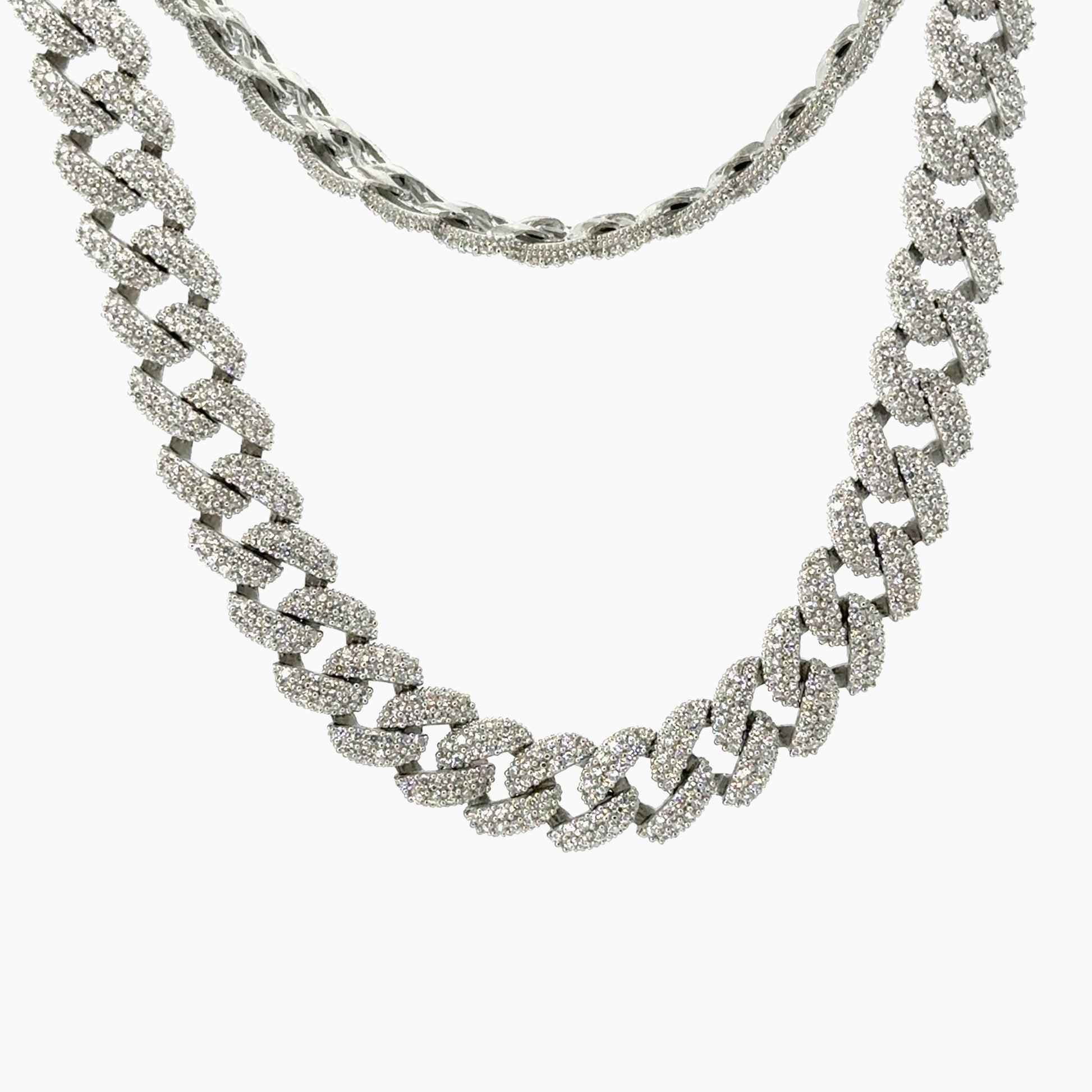 Lant din argint Cuban cu Elemente Swarovski