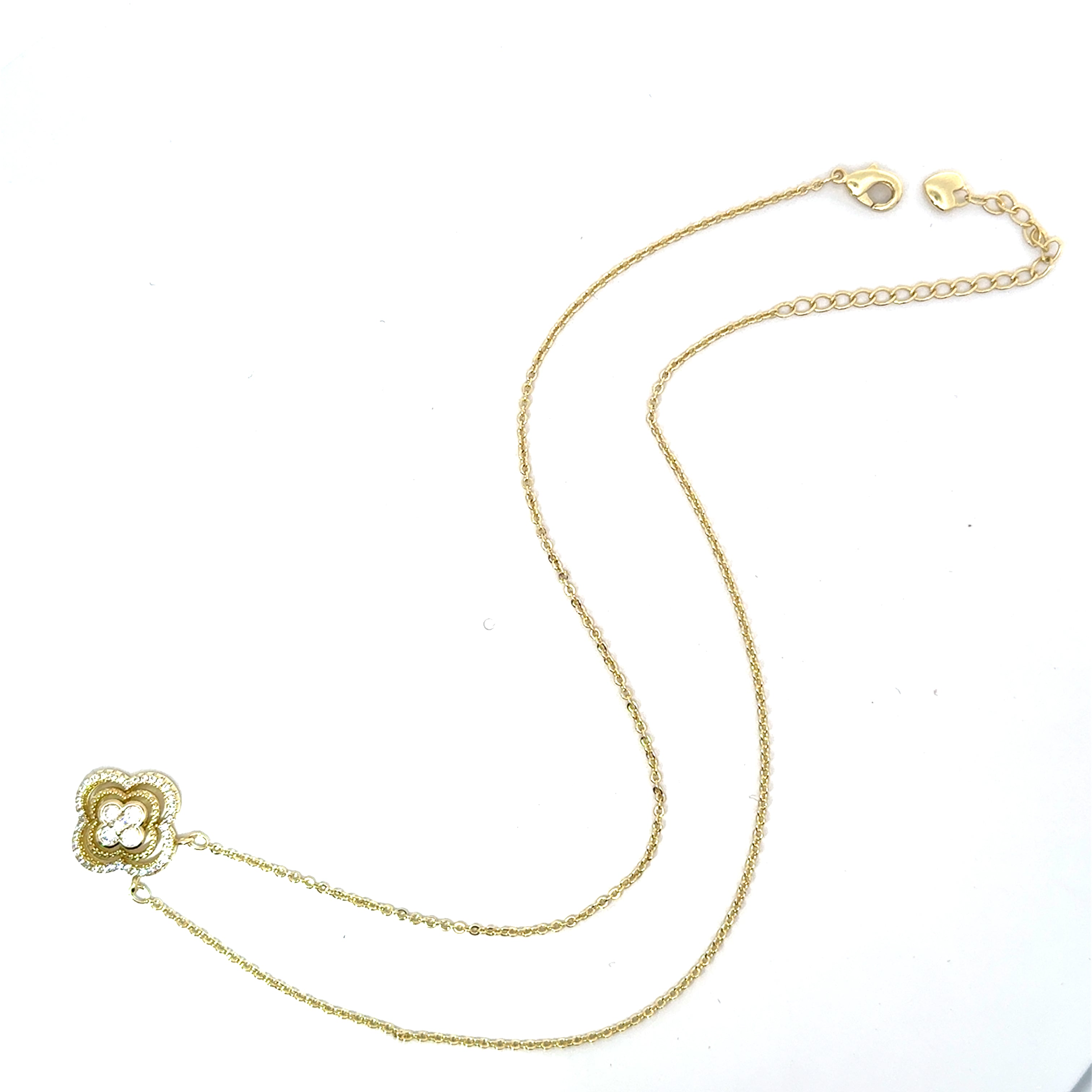 Lanț damă FLOARE, placat cu aur + zirconia