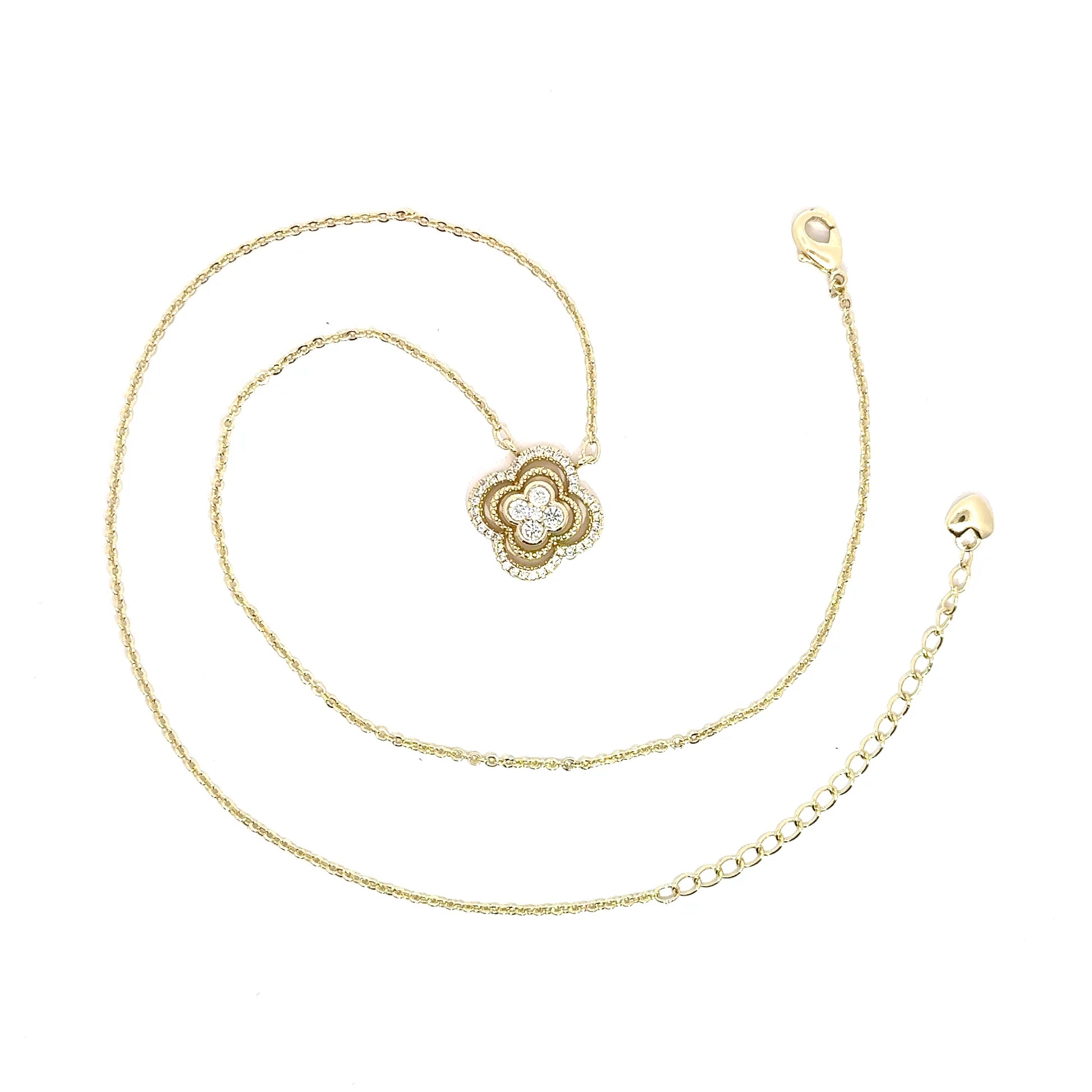 Lanț damă FLOARE, placat cu aur + zirconia