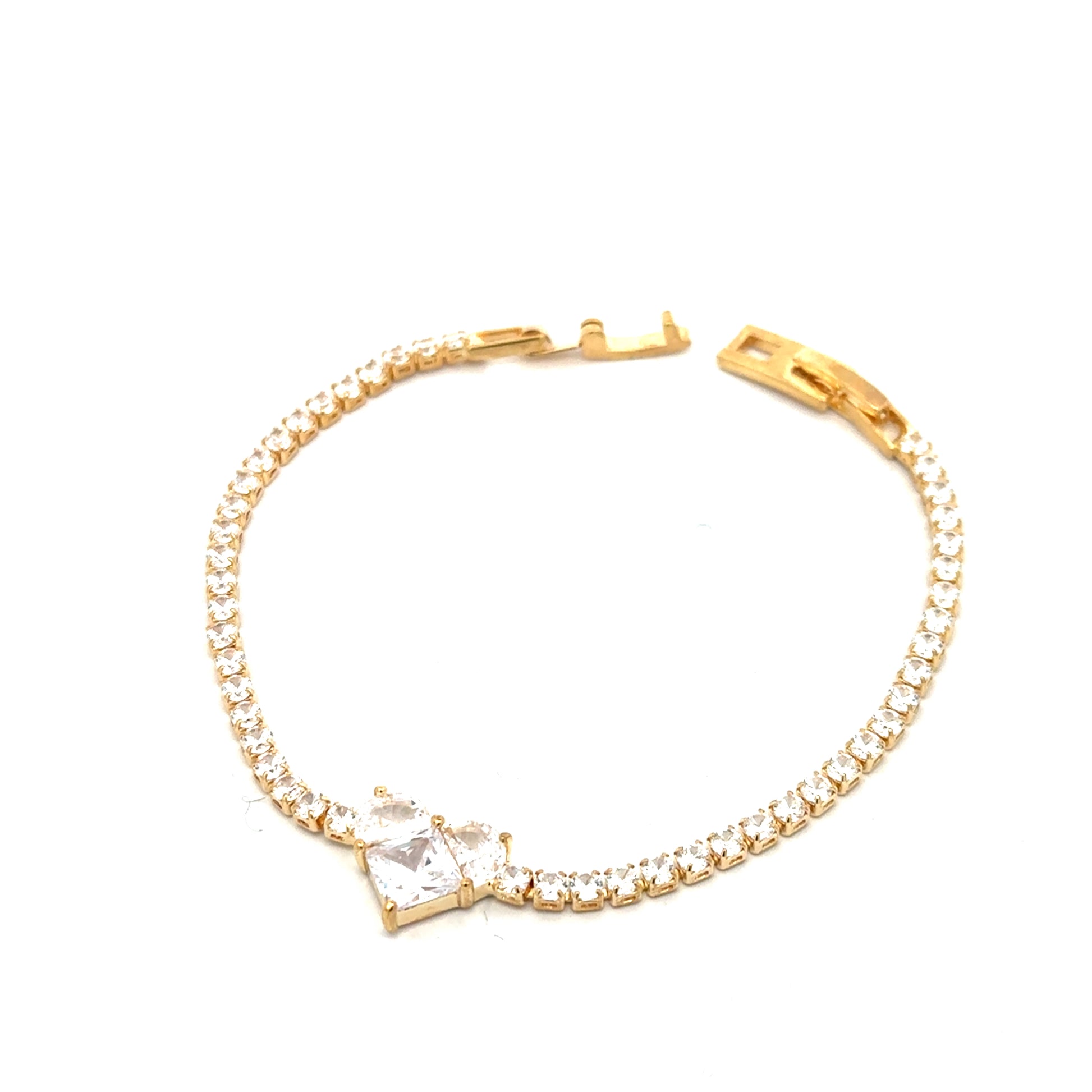 Brățară Tennis Inima, placată cu aur + zirconia