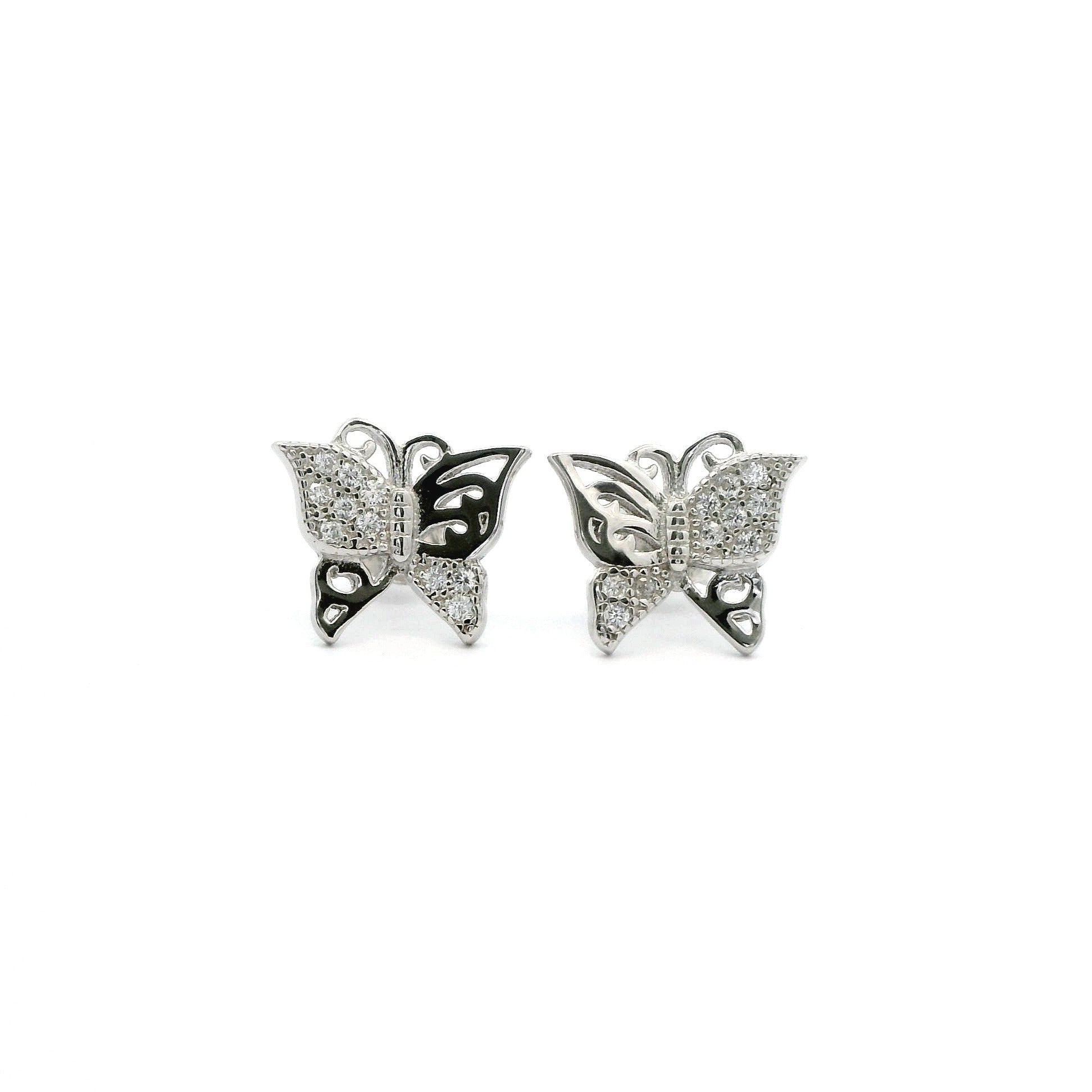 Cercei dama din argint in forma de fluture cu cristale swarovski