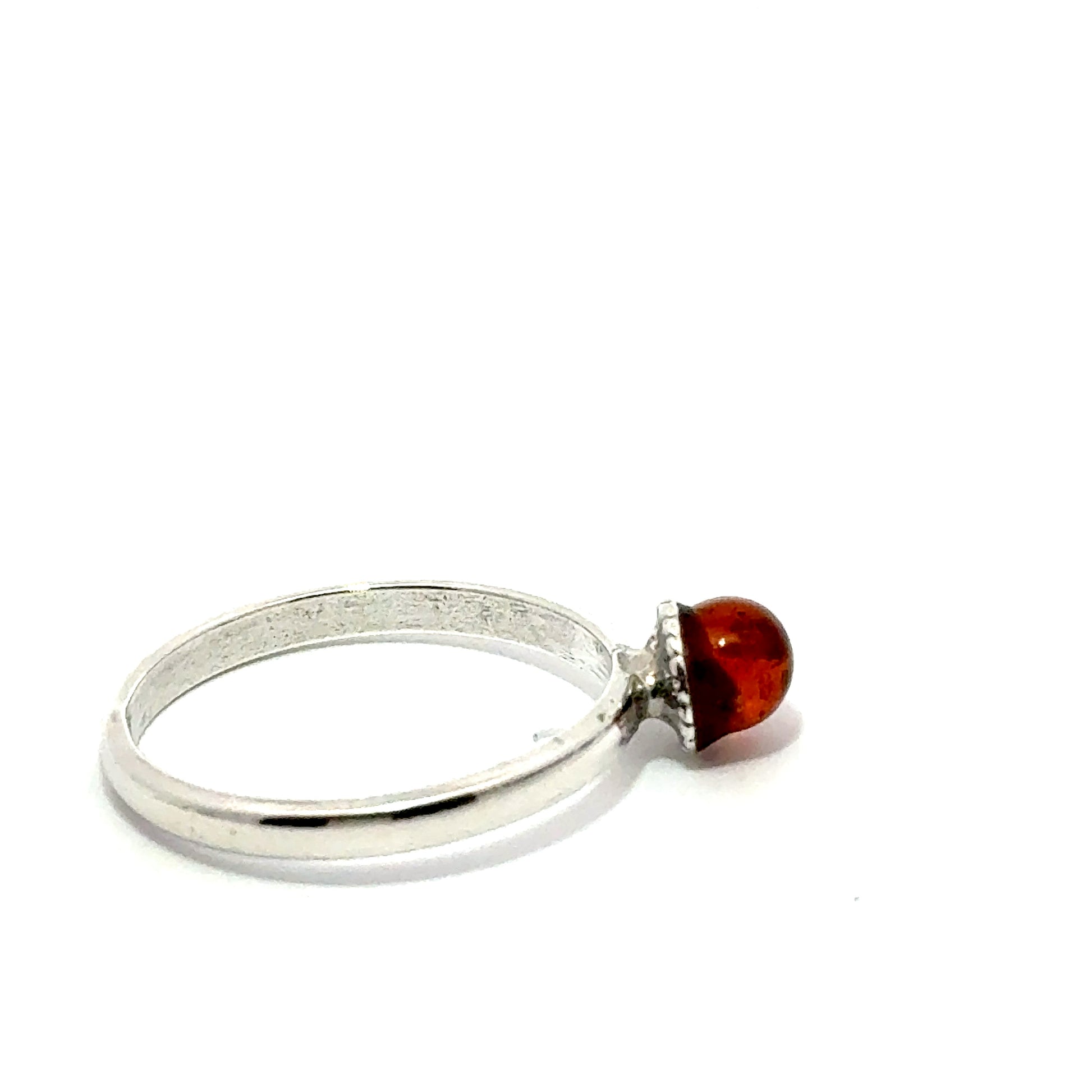 Inel damă argint 925 cu chihlimbar rotund mic – model ID-07