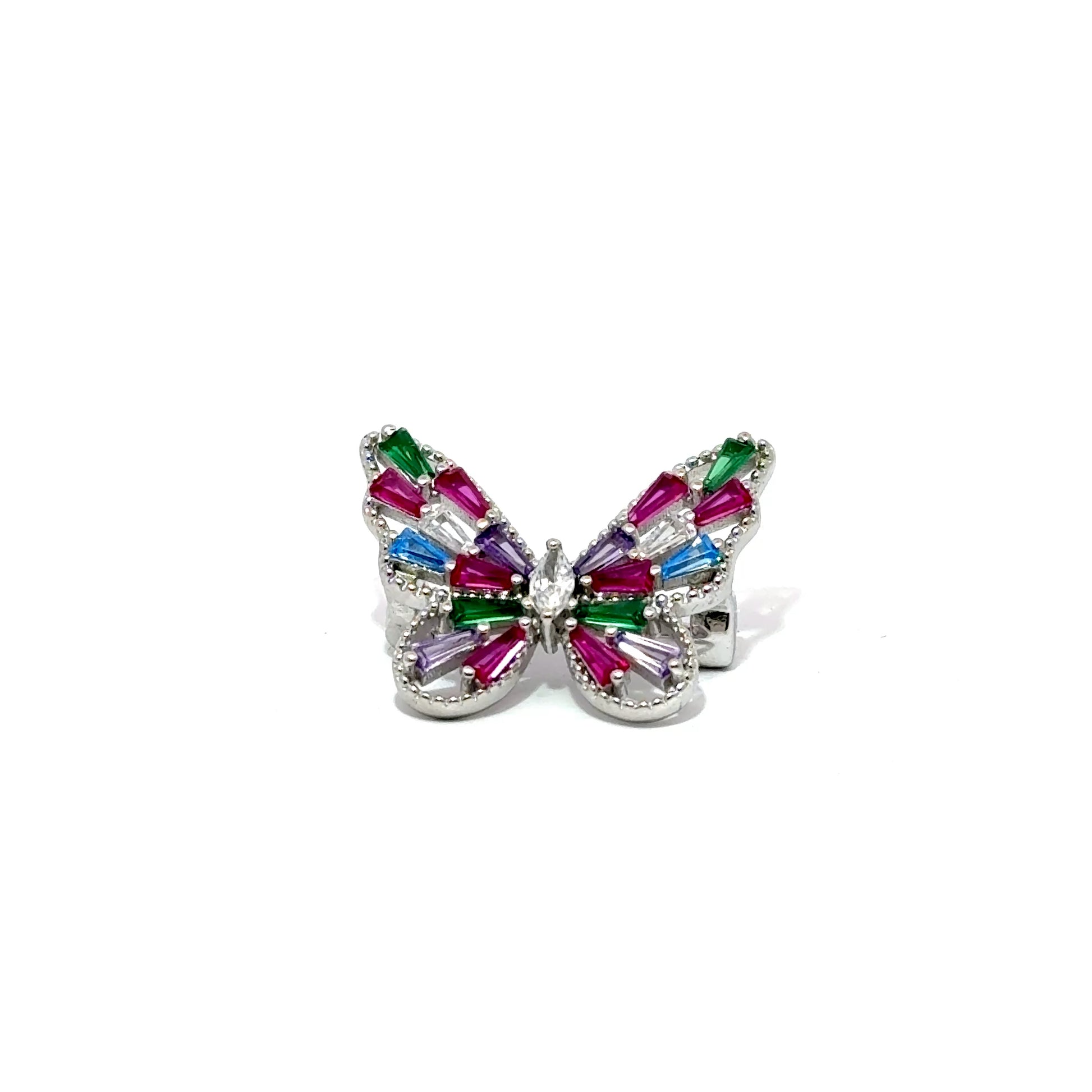 Brosa dama din argint in forma de fluture colorat