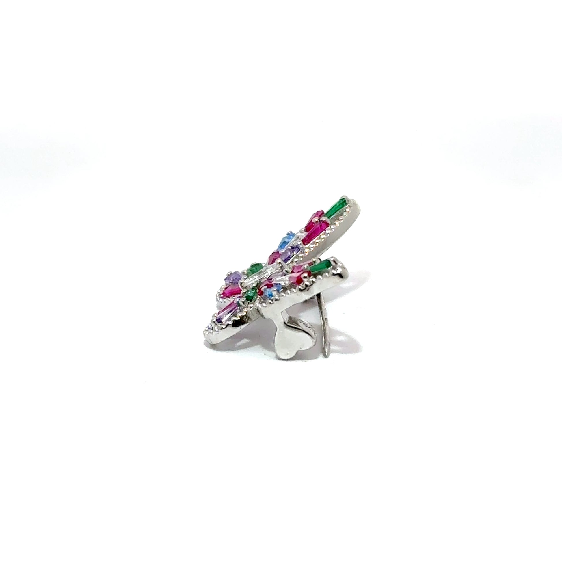 Brosa dama din argint in forma de fluture colorat