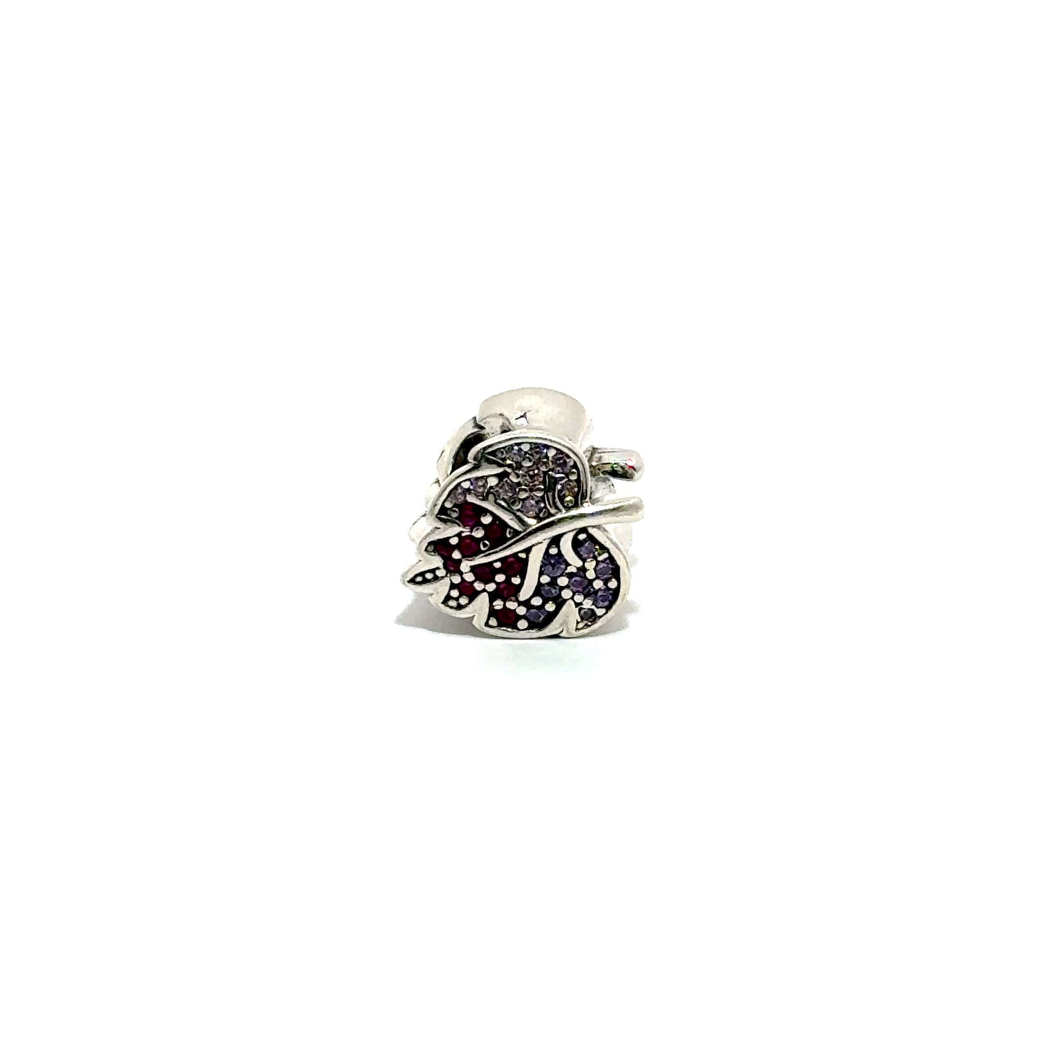 Charm in forma de inima cu model frunza