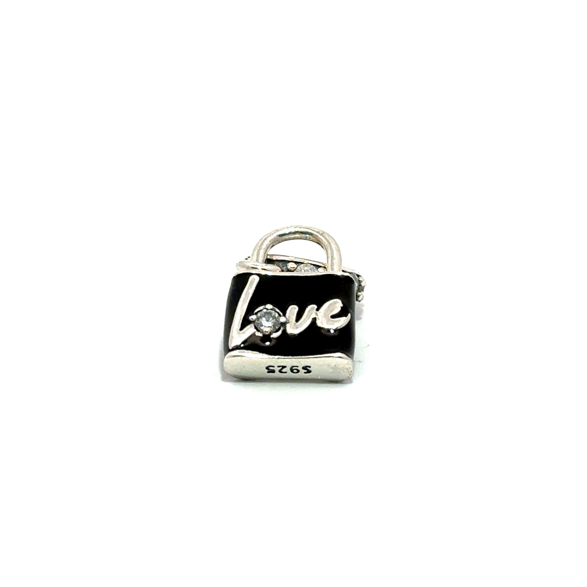 Charm in forma de lacat cu text Love
