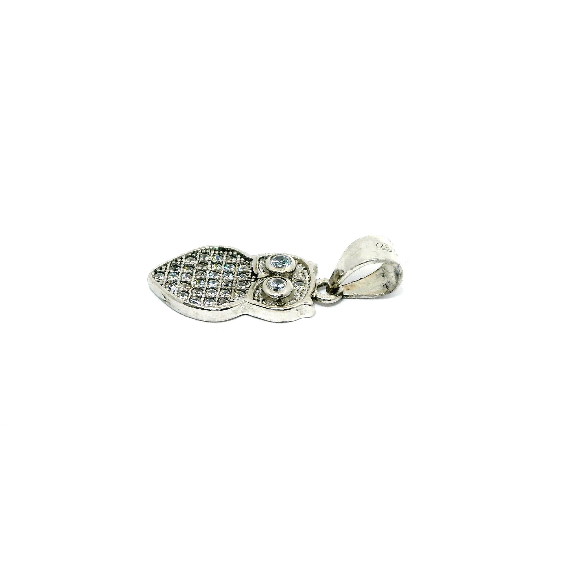 Pandant dama din argint in forma de bufnita cu elemente Swarovski