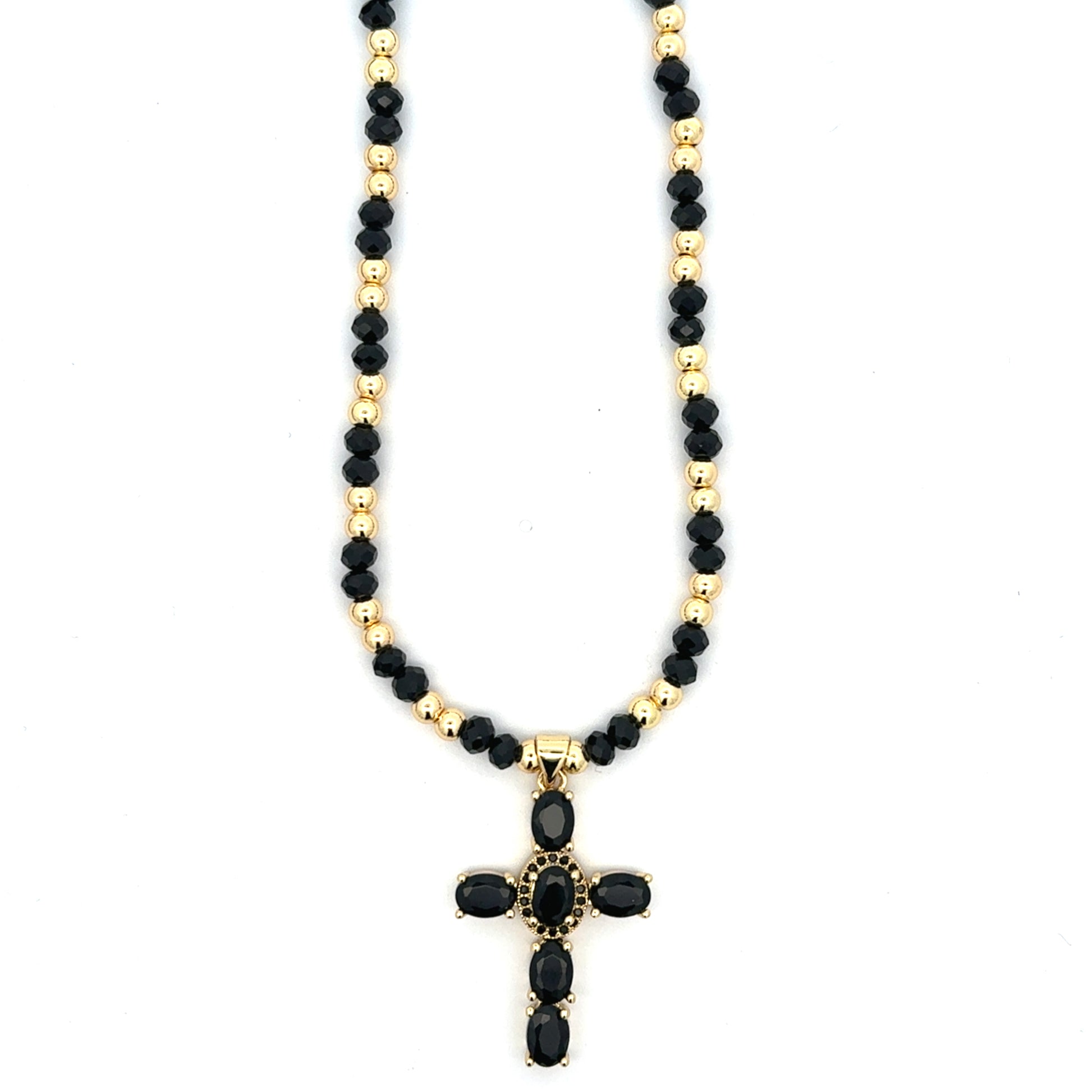 Lant barbati cu Cruce Soul , placat cu aur 18 k + cristal sintetic