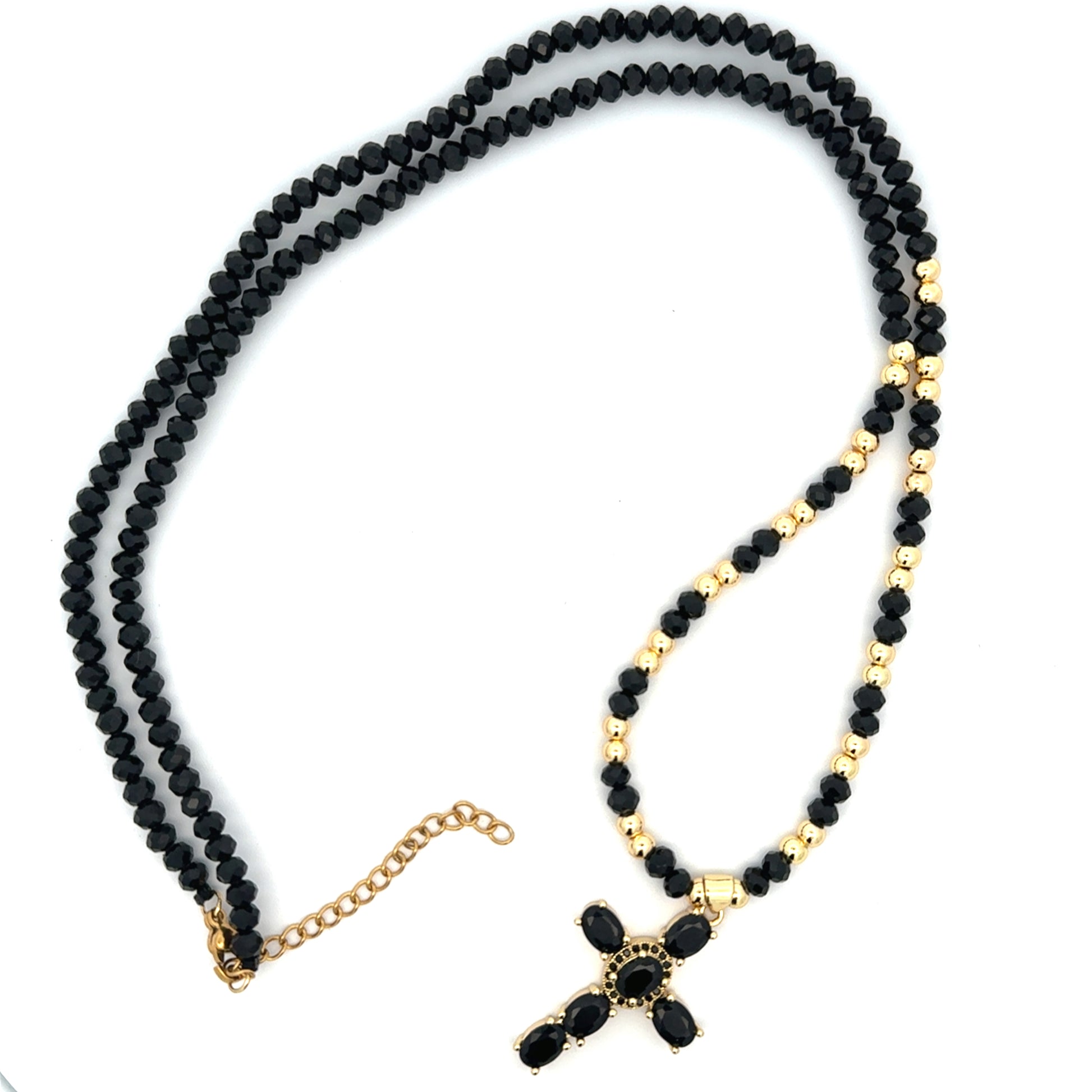 Lant barbati cu Cruce Soul , placat cu aur 18 k + cristal sintetic