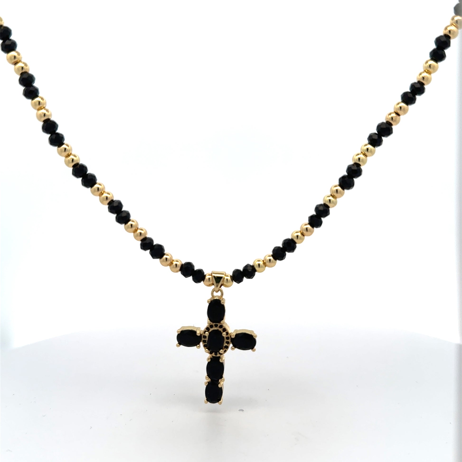 Lant barbati cu Cruce Soul , placat cu aur 18 k + cristal sintetic