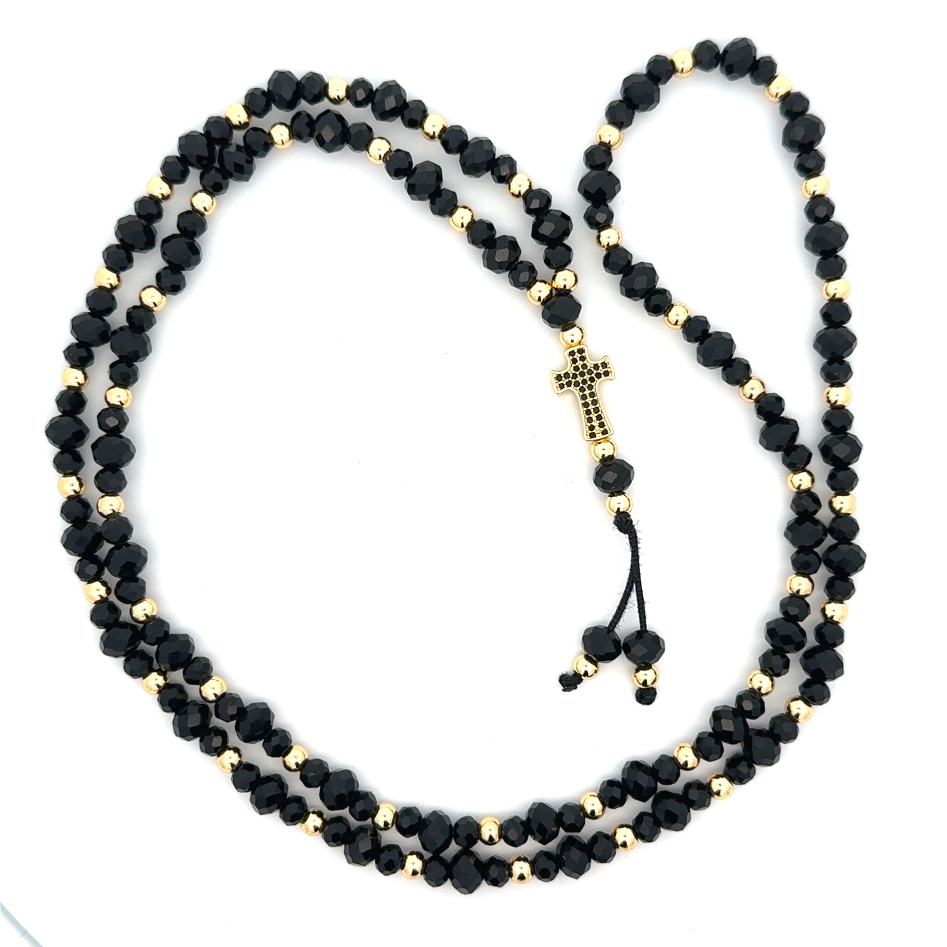 Lant barbati cu Cruce Symbol , placat cu aur 18 k + cristal sintetic