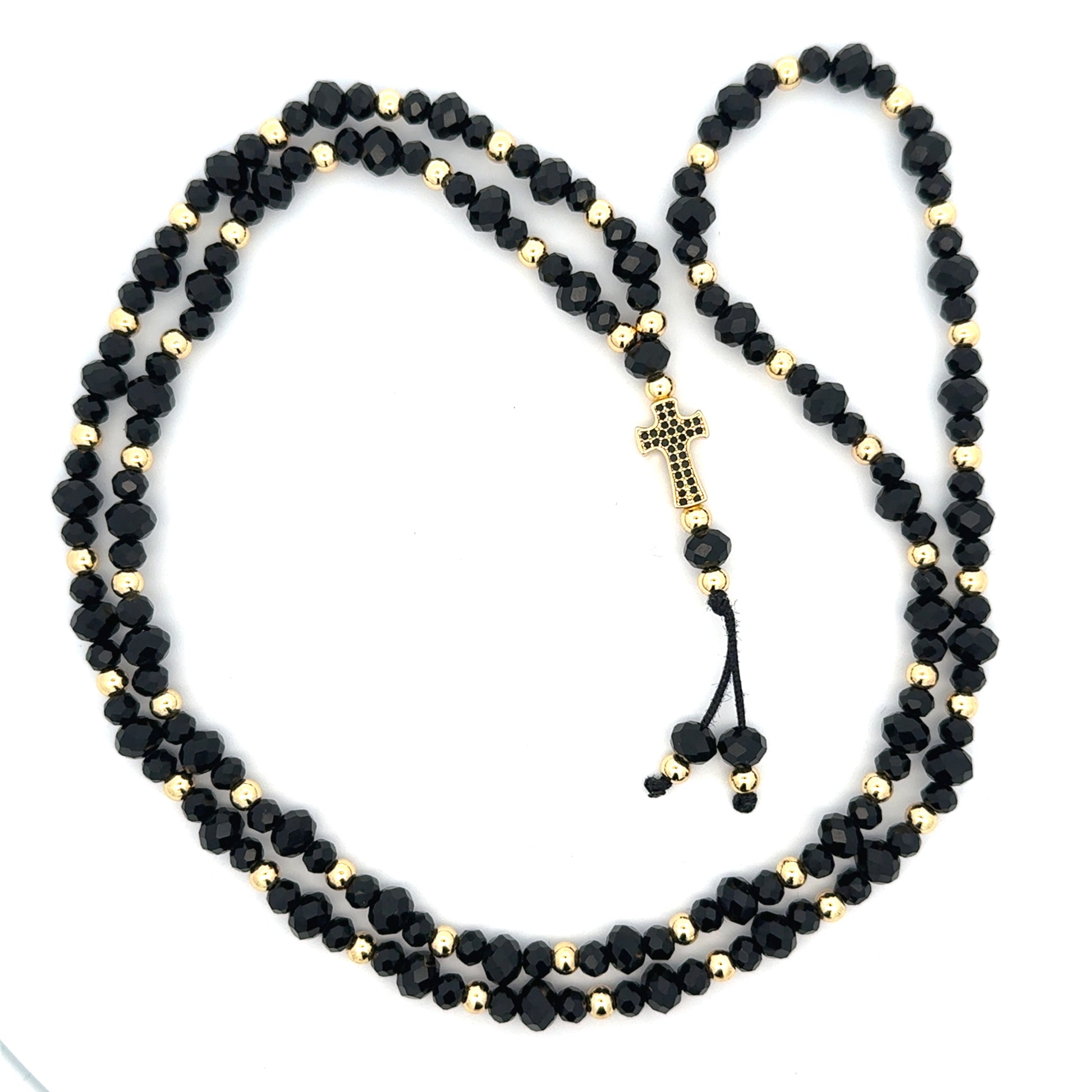 Lant barbati cu Cruce Symbol , placat cu aur 18 k + cristal sintetic