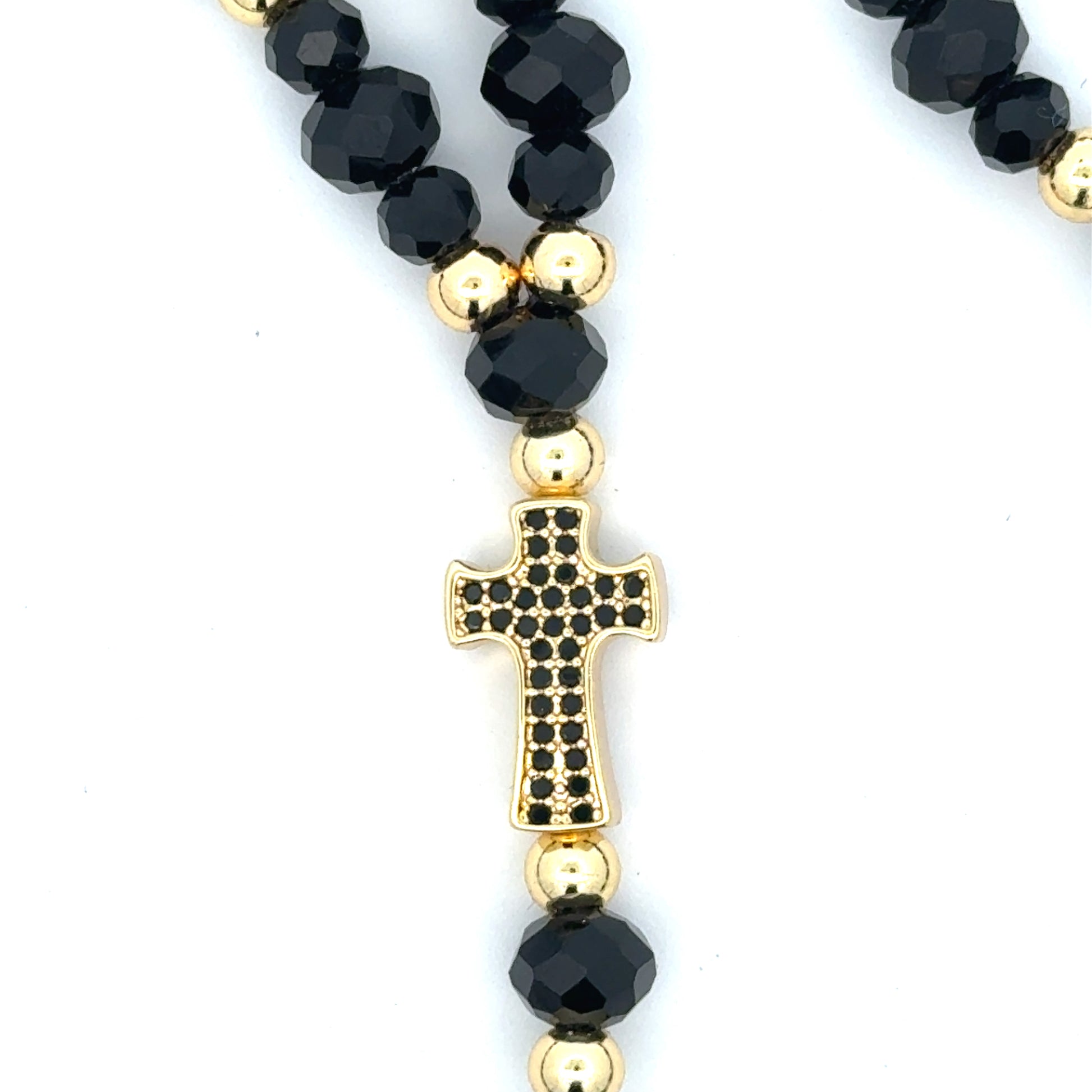 Lant barbati cu Cruce Symbol , placat cu aur 18 k + cristal sintetic