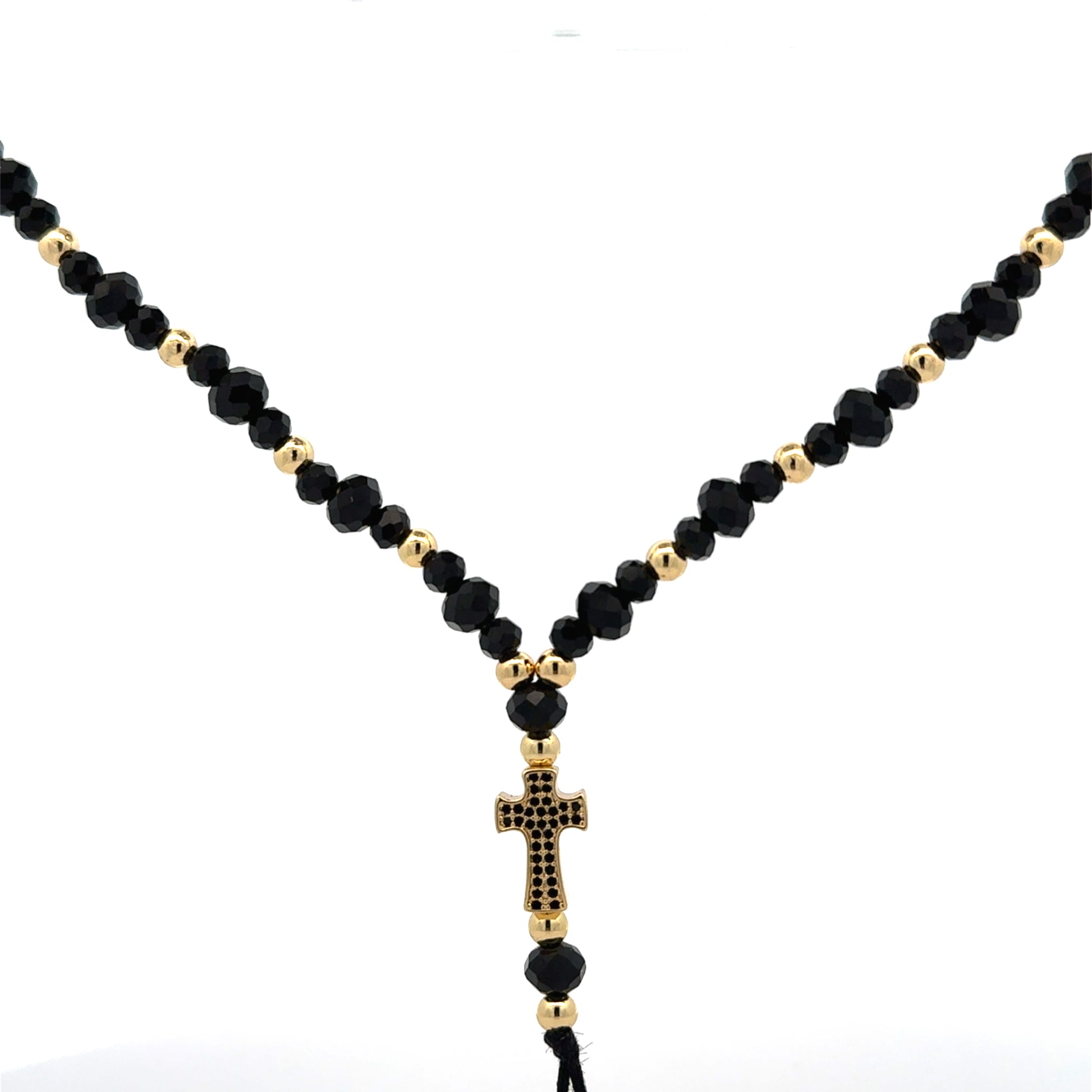 Lant barbati cu Cruce Symbol , placat cu aur 18 k + cristal sintetic