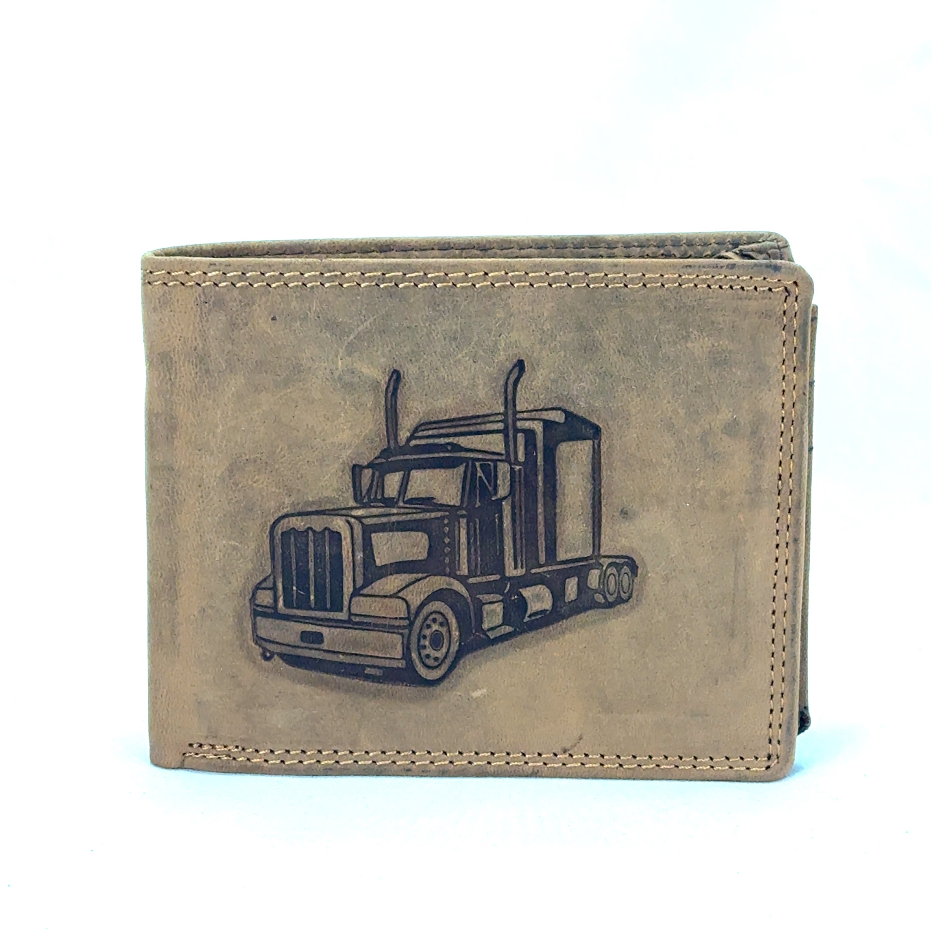 Portofel barbati Truck , piele naturala , Maro