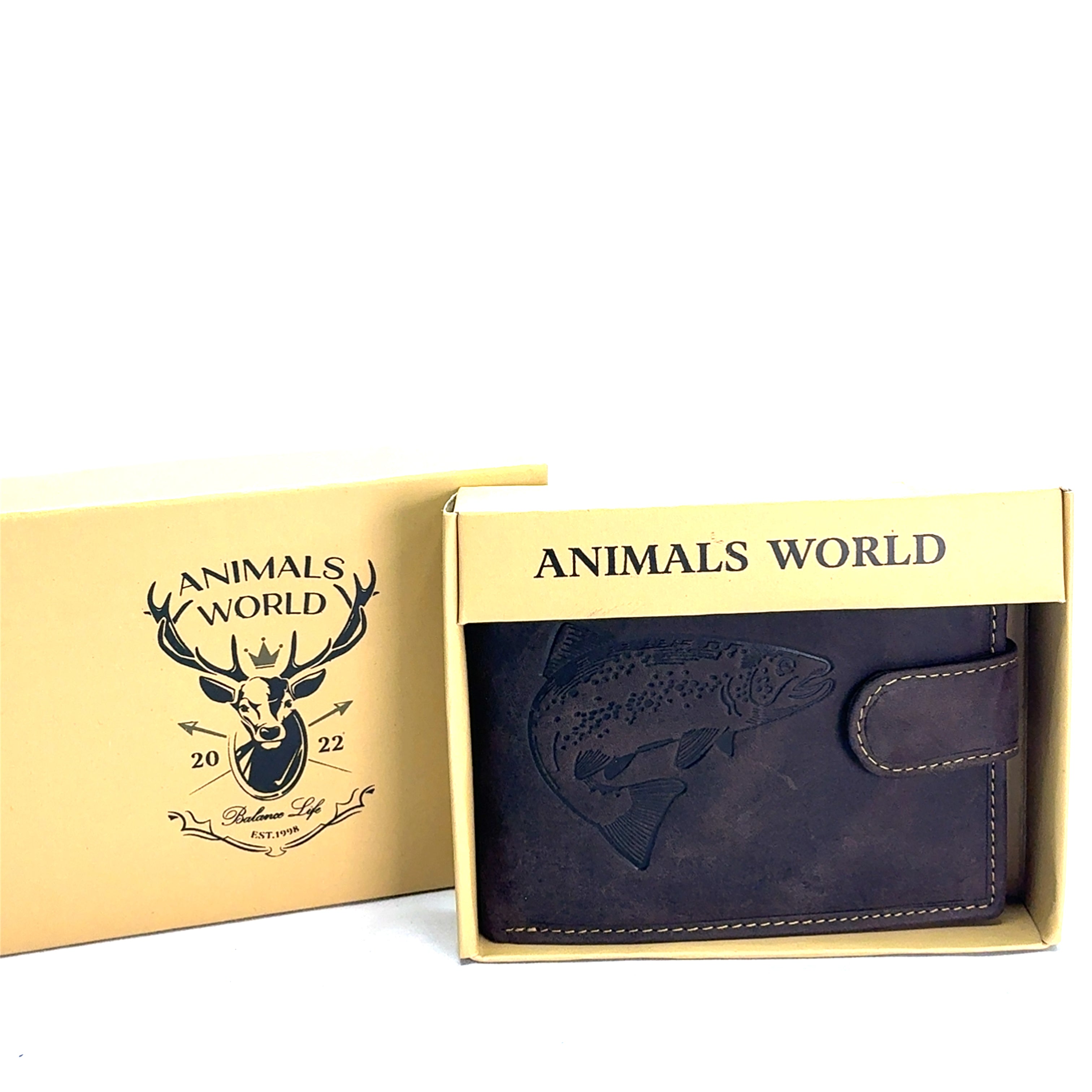 Portofel barbati Trout , piele naturala , Maro