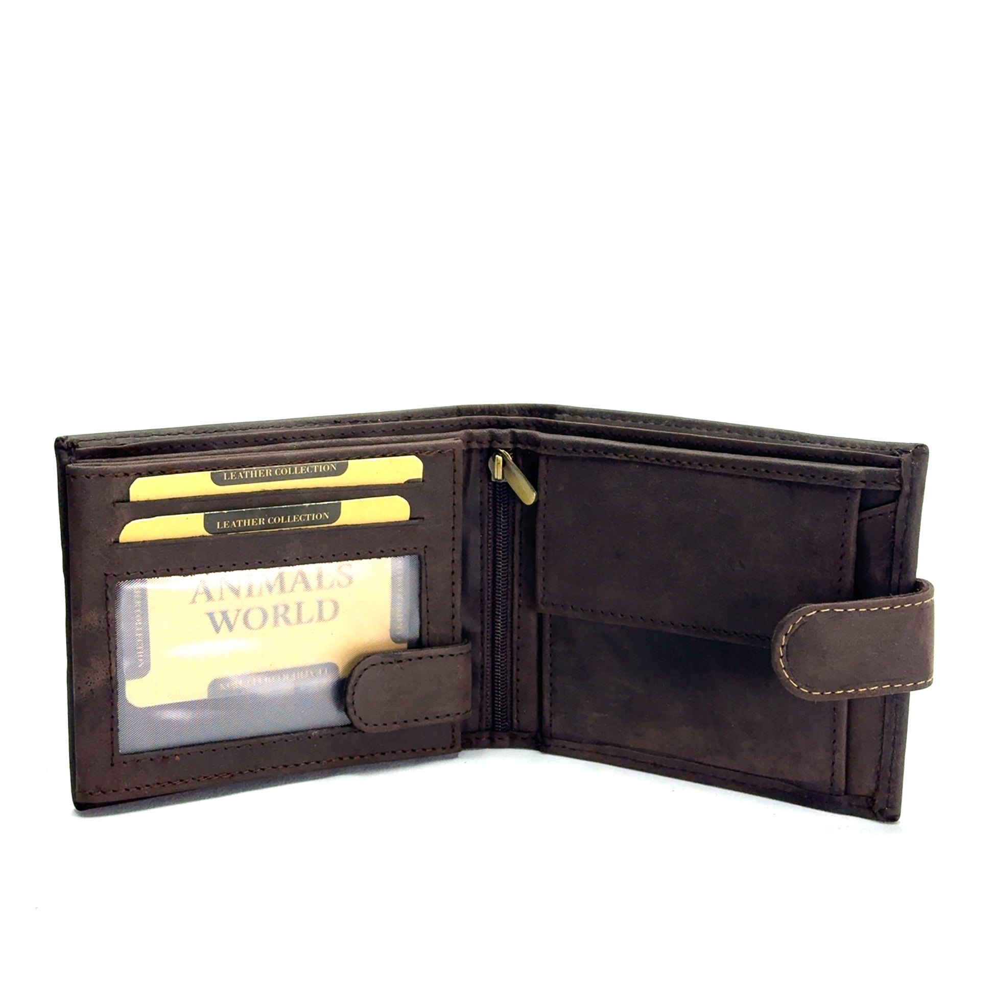 Portofel barbati Trout , piele naturala , Maro