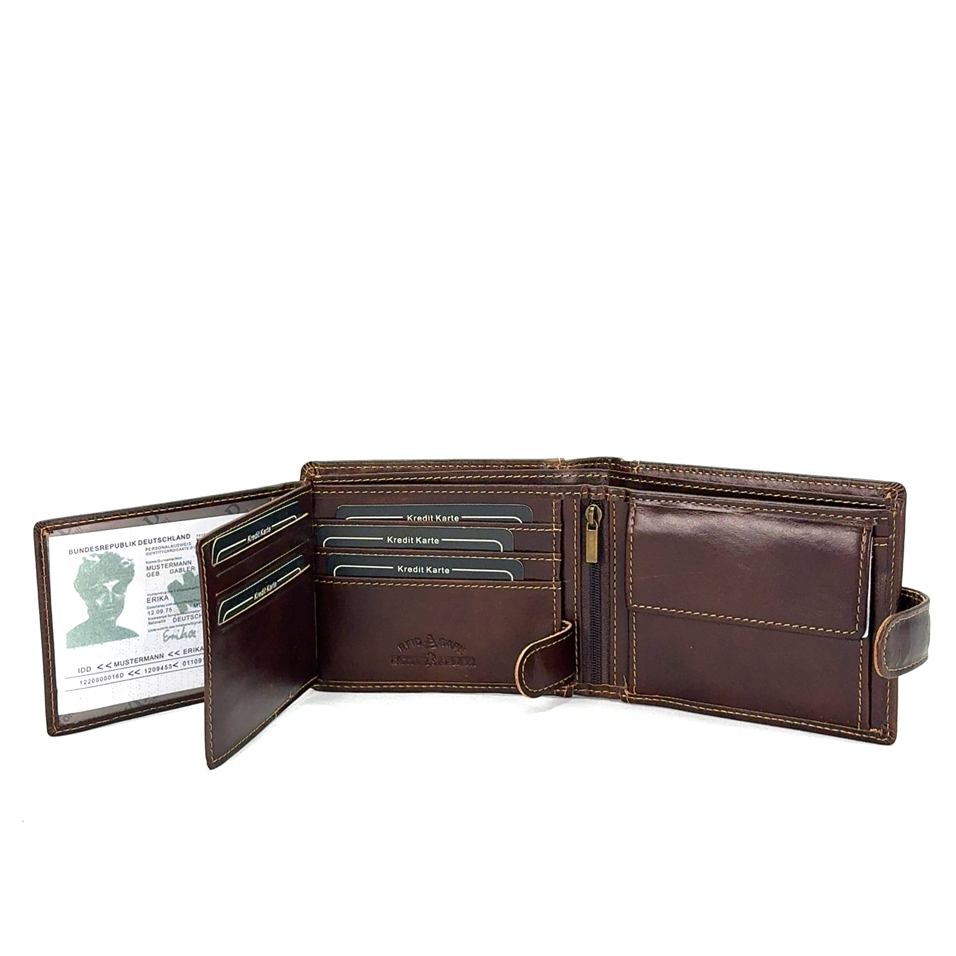 Portofel barbati Magnus , piele naturala , Maro