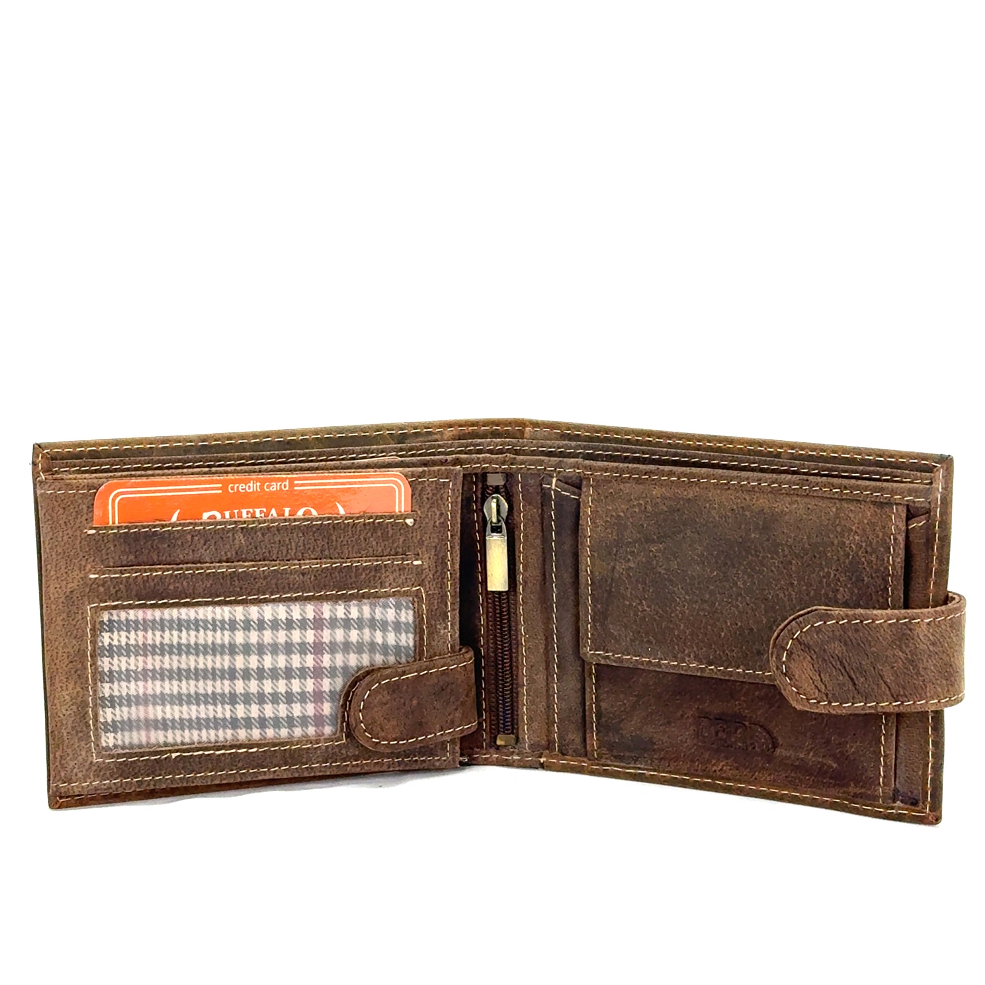 Portofel barbati Buffalo , piele naturala , Maro