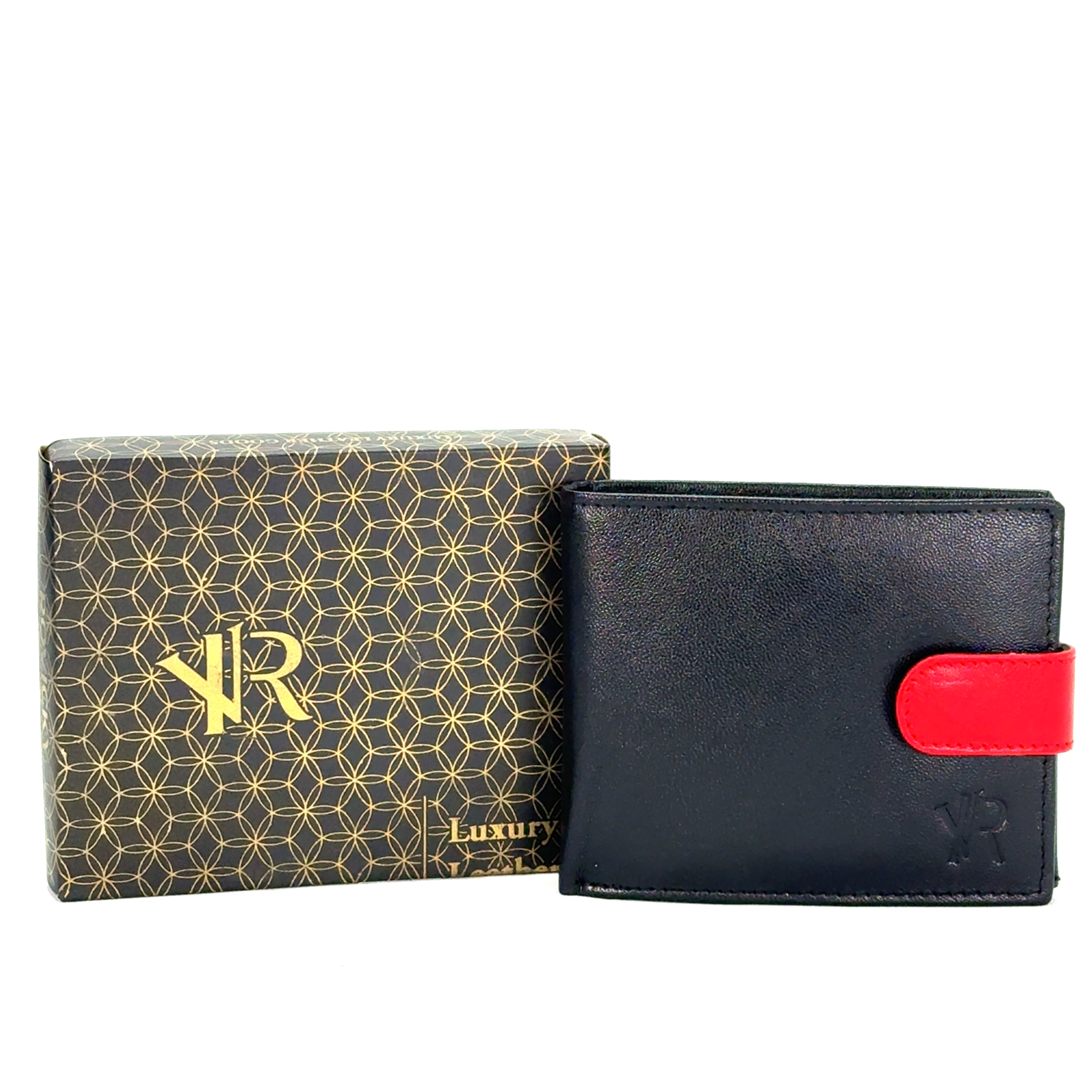 Portofel barbati Royal , piele naturala , Negru-Rosu