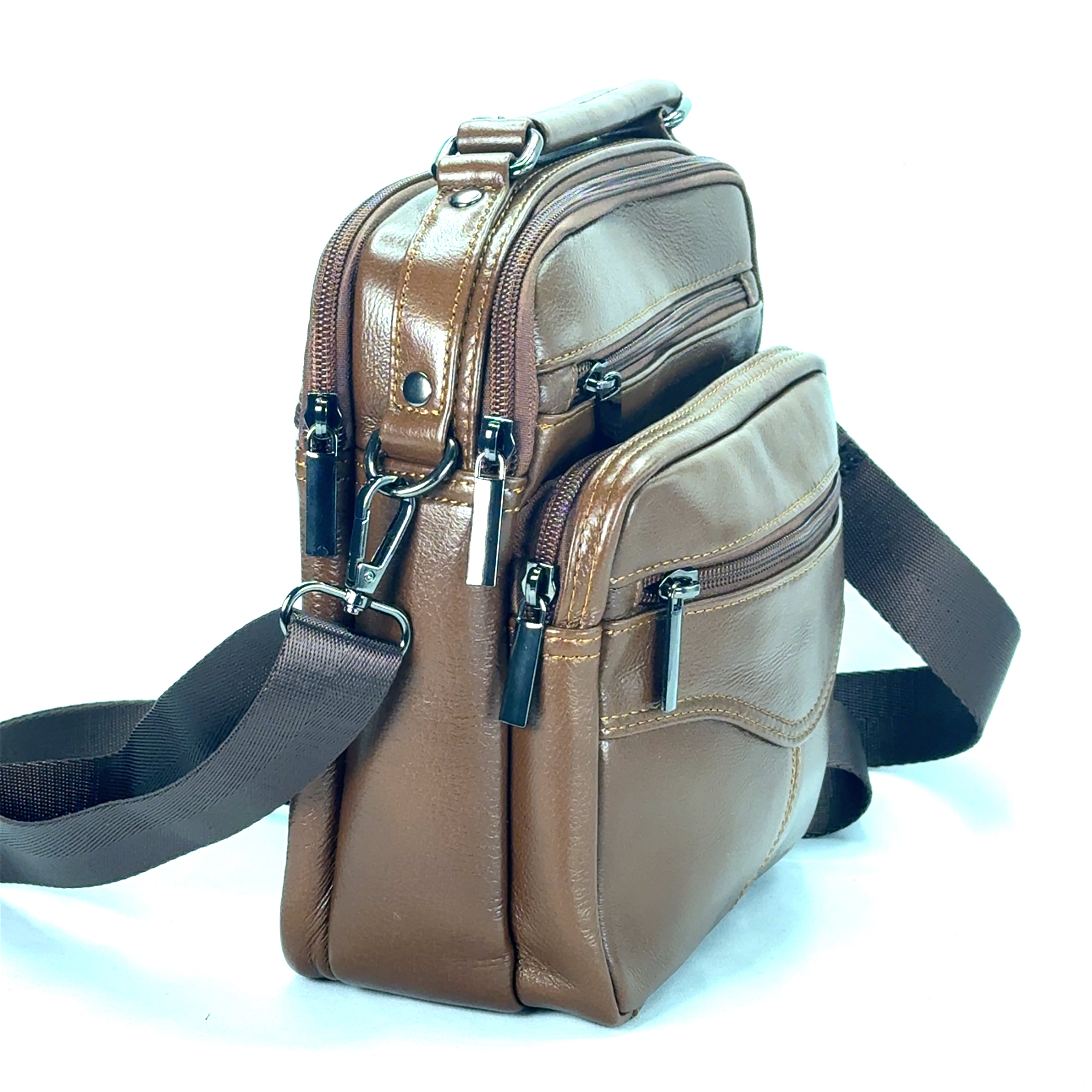 Borseta de umar , din piele naturala, maro , BBMP - 1125