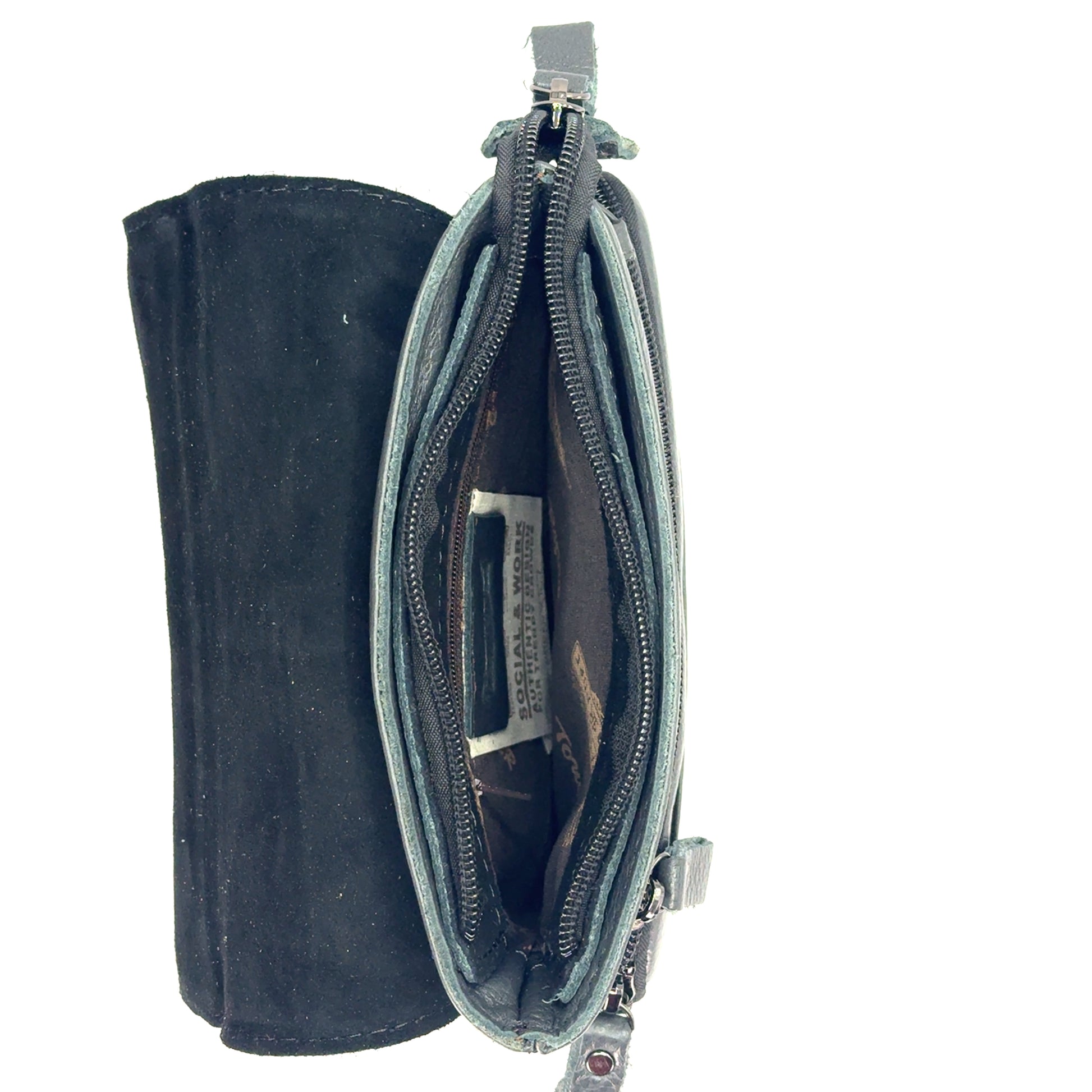 Borseta de umar , din piele naturala, gri , BBGP - 1225