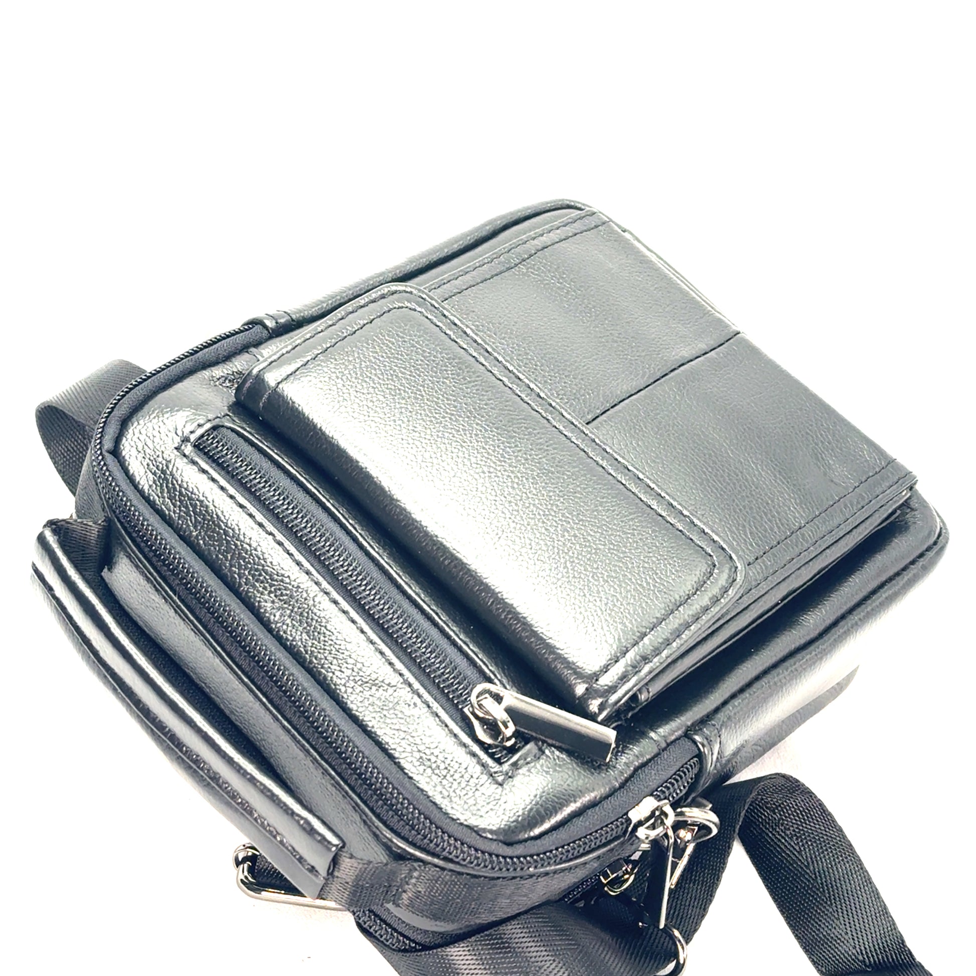 Borseta de umar , din piele naturala, negru , BBNP - 1445