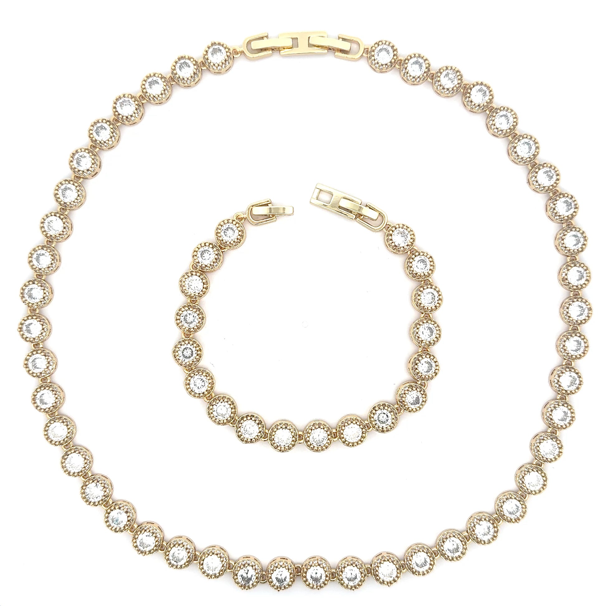 Set dama Fashion , placat cu rodiu + cristale zirconia