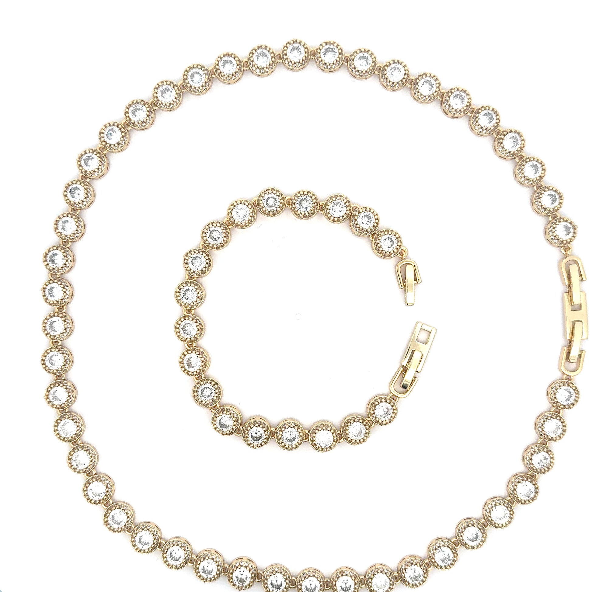 Set dama Fashion , placat cu rodiu + cristale zirconia