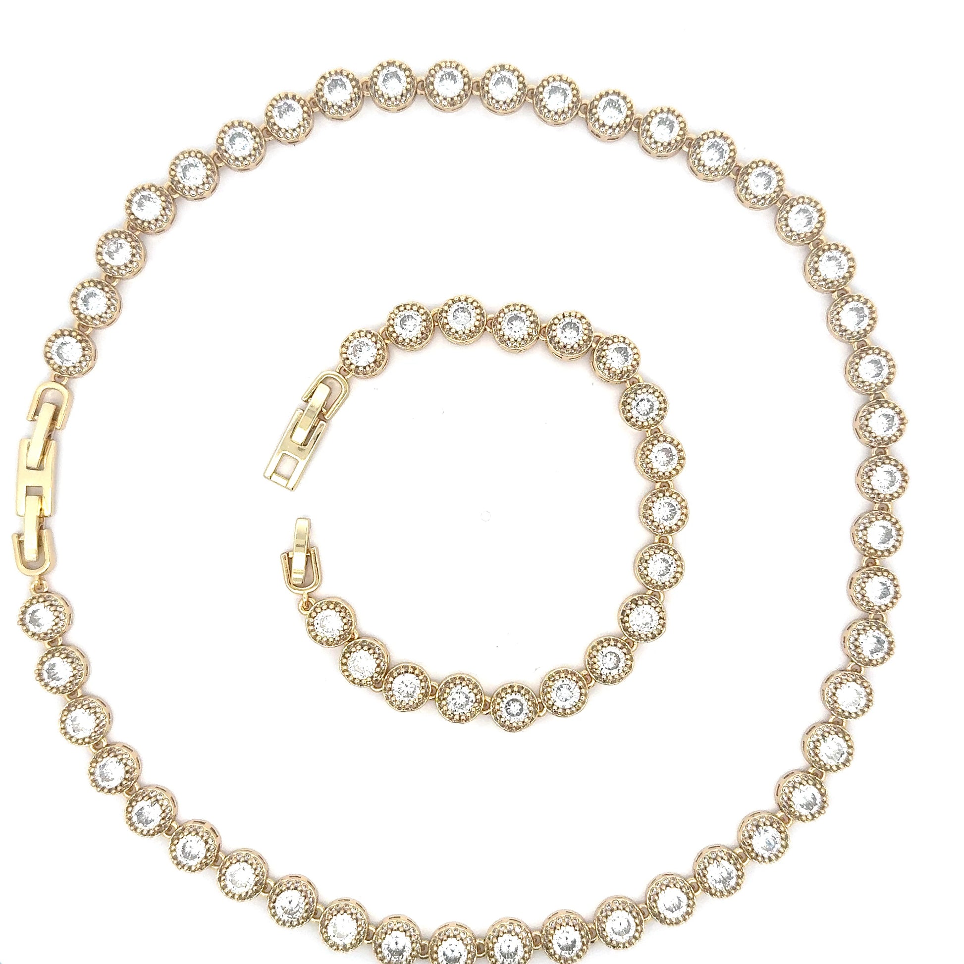 Set dama Fashion , placat cu rodiu + cristale zirconia