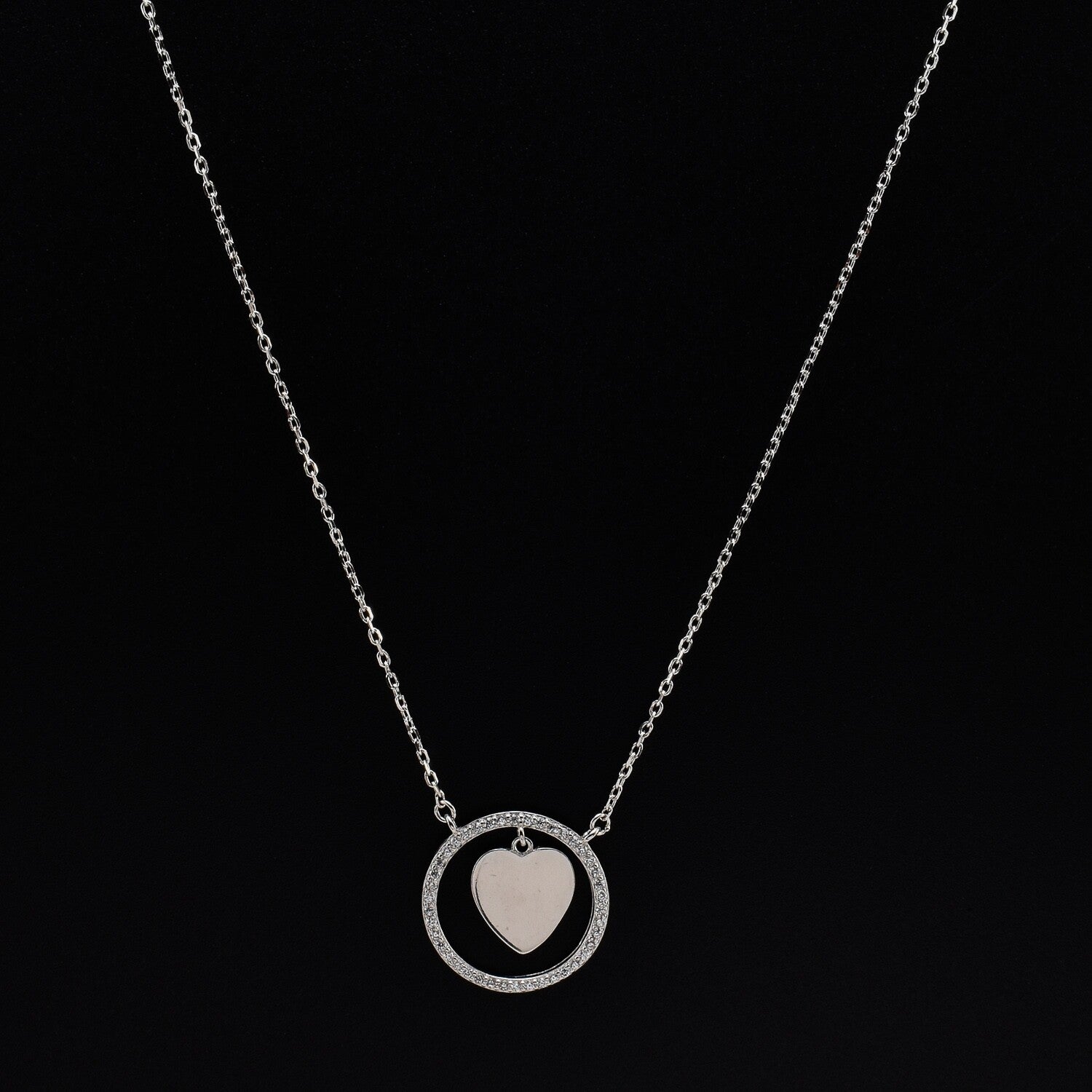 Lantisor dama din argint cu accesoriu in forma de inima si cerc