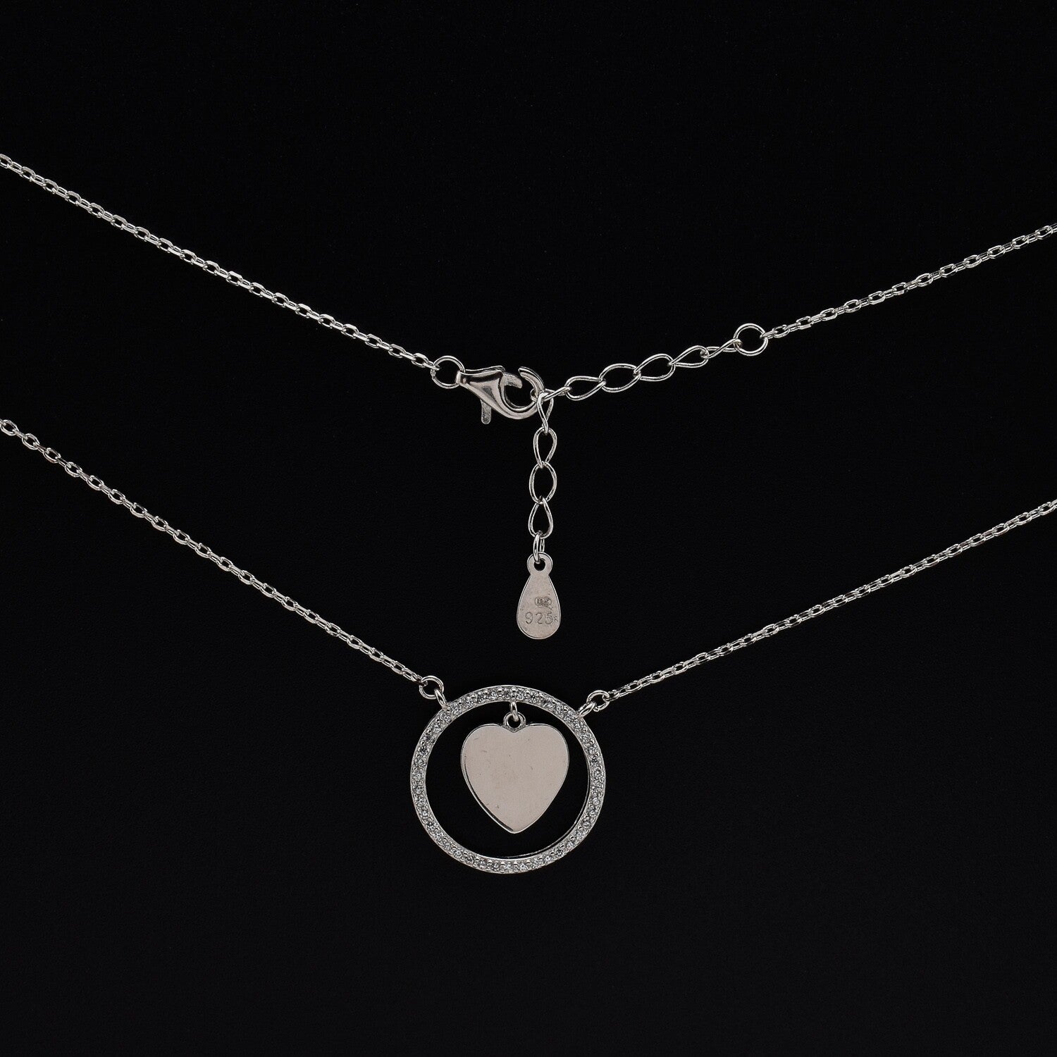 Lantisor dama din argint cu accesoriu in forma de inima si cerc
