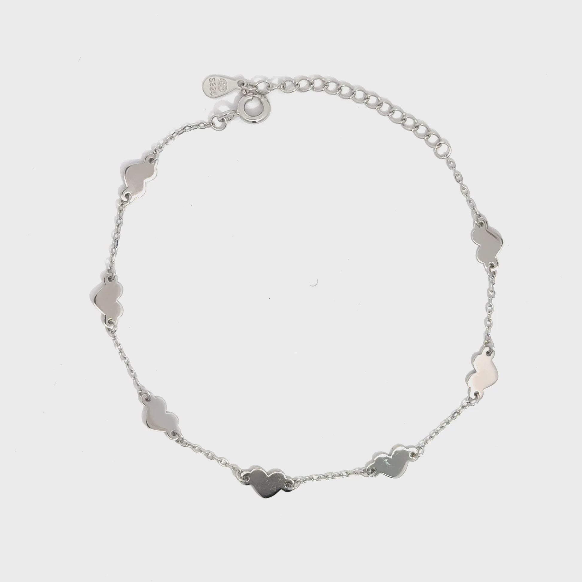 Brățară damă Inimioare Înșiruite, argint rodiat
