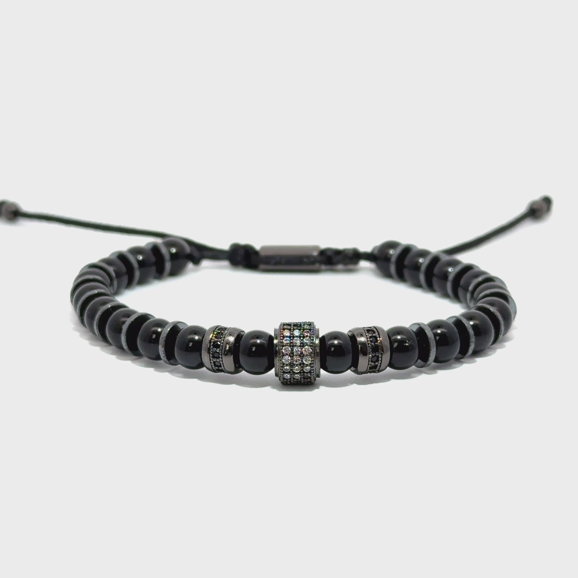 Bratara barbati din metal comun si onix negru