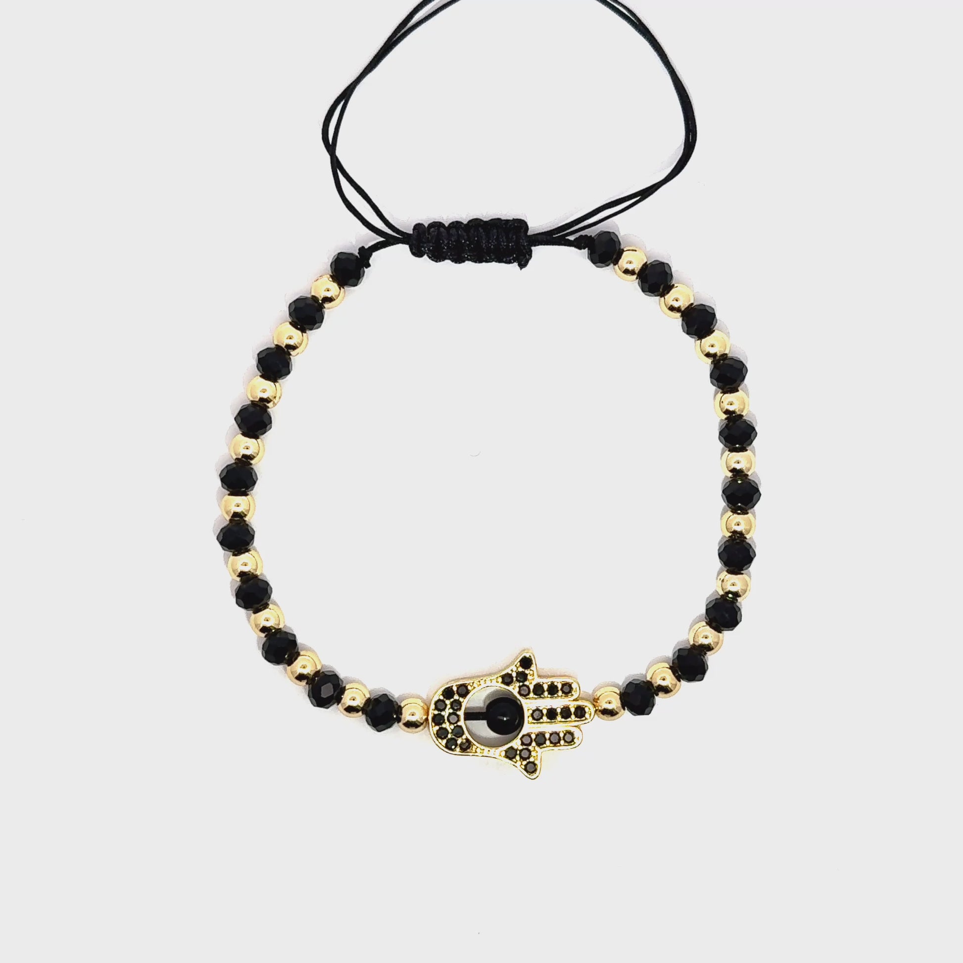 Bratara barbati din onix negru si zirconia, placata cu aur
