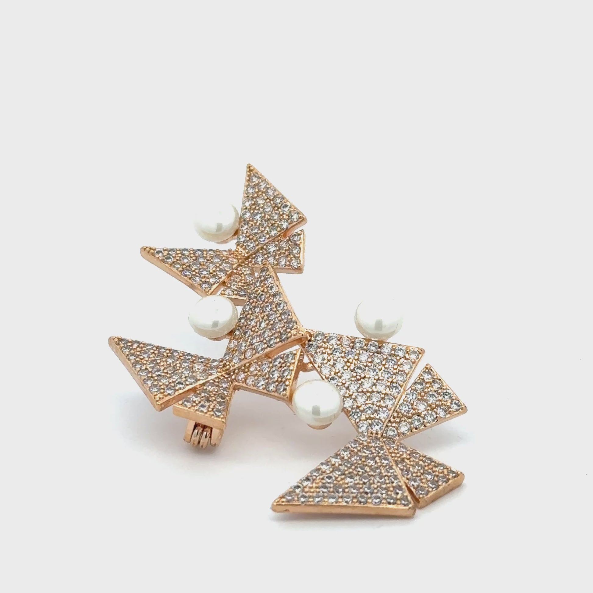 Broșă Swarovski în formă de fundita – Placată cu Aur de 18K