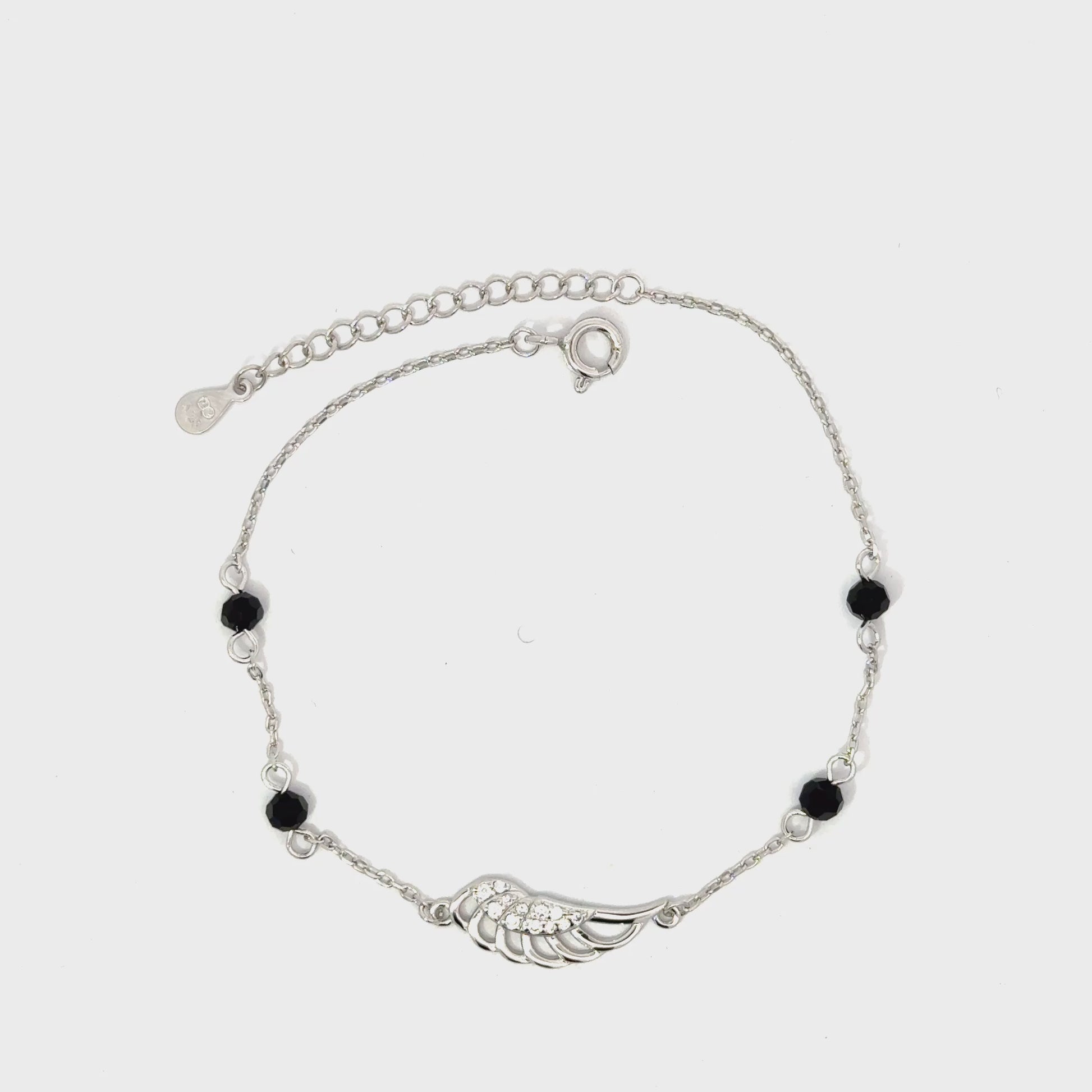 Brățară damă ARIPĂ CU CRISTALE NEGRE, argint+zirconia
