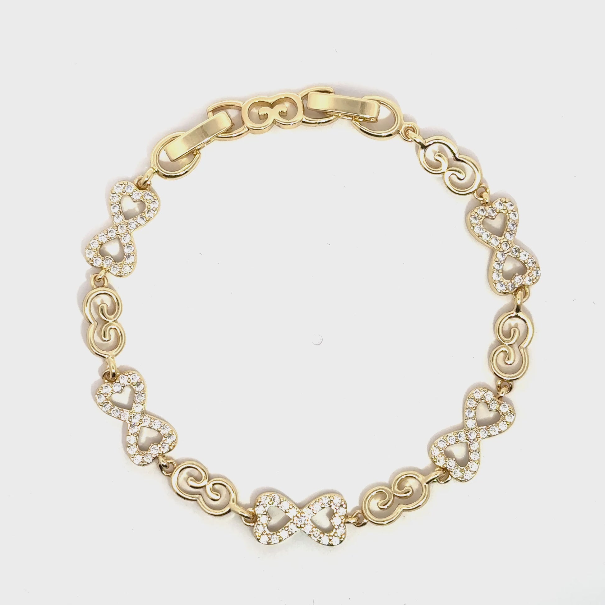 Brățară damă INIMI INFINIT, placată cu Aur + Zirconia