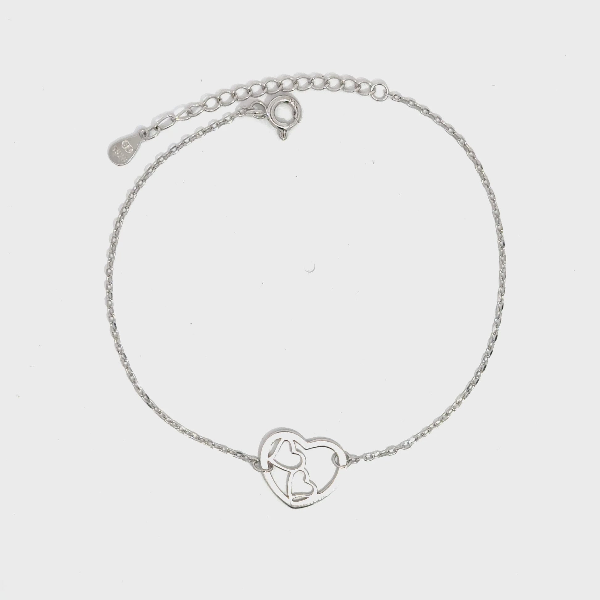 Brățară damă Două Inimi mici într-o Inimă Mare, argint