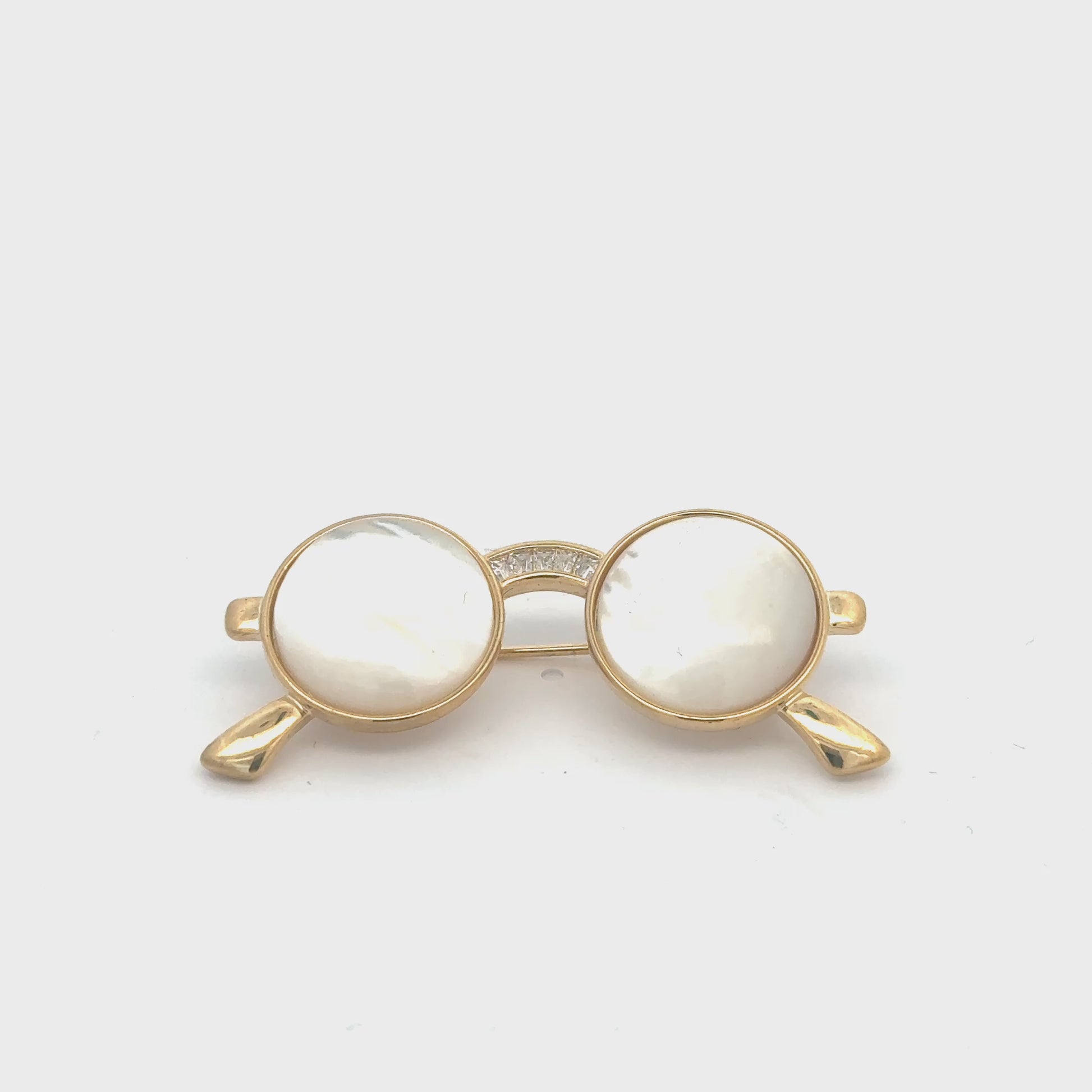 Broșă Swarovski Ochelari  – Placată cu Aur de 18K