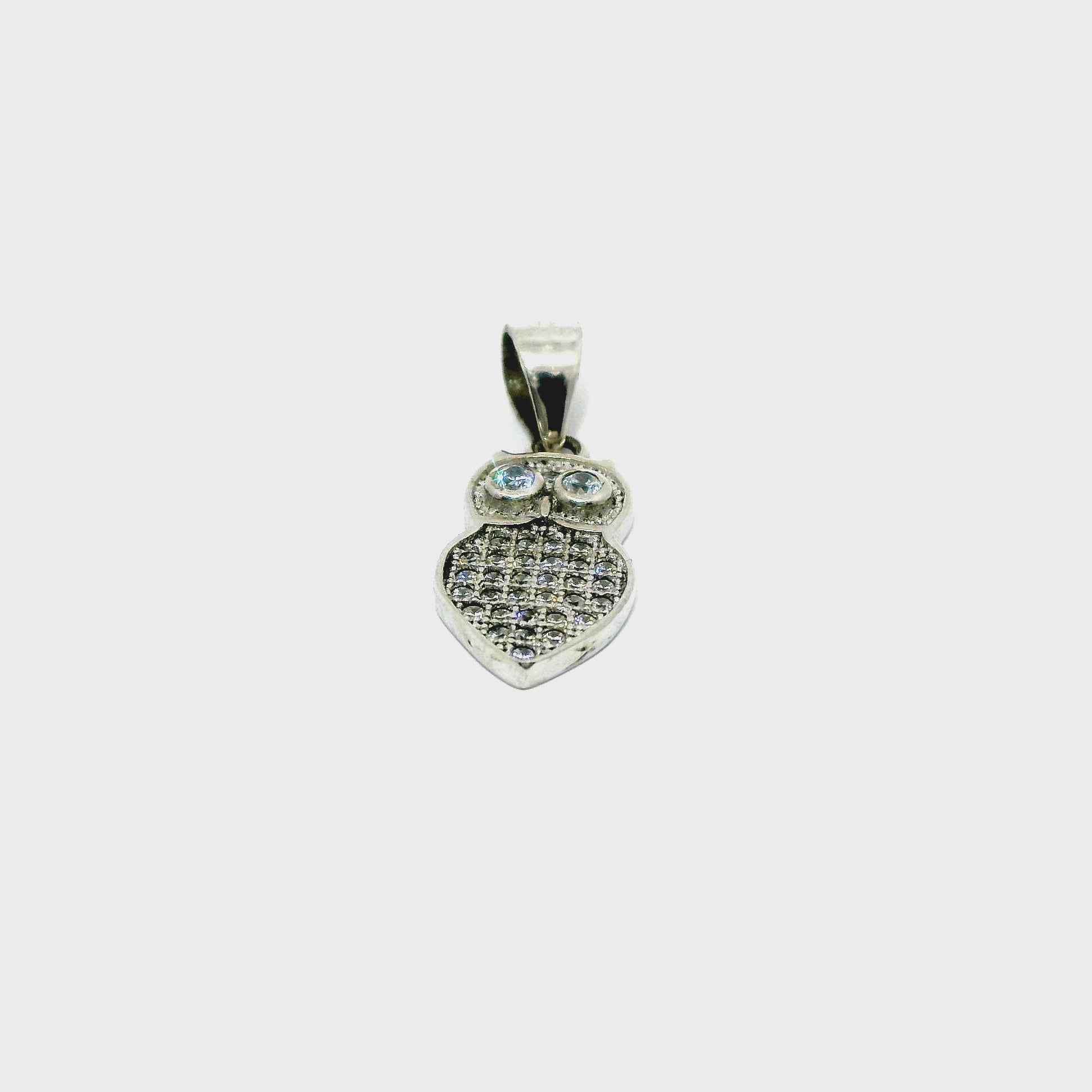 Pandant dama din argint in forma de bufnita cu elemente Swarovski