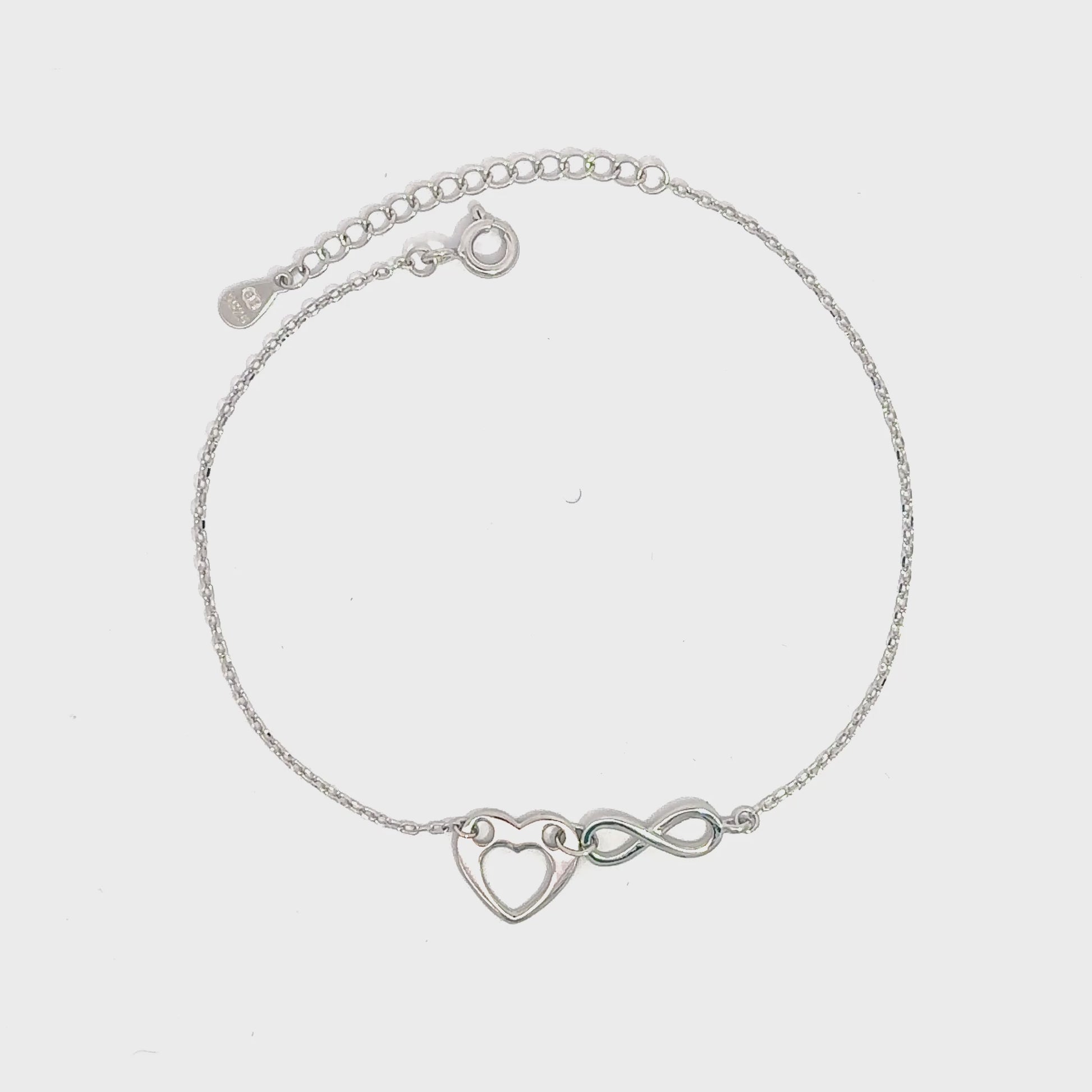 Brățară damă Inimă cu Infinit, argint rodiat