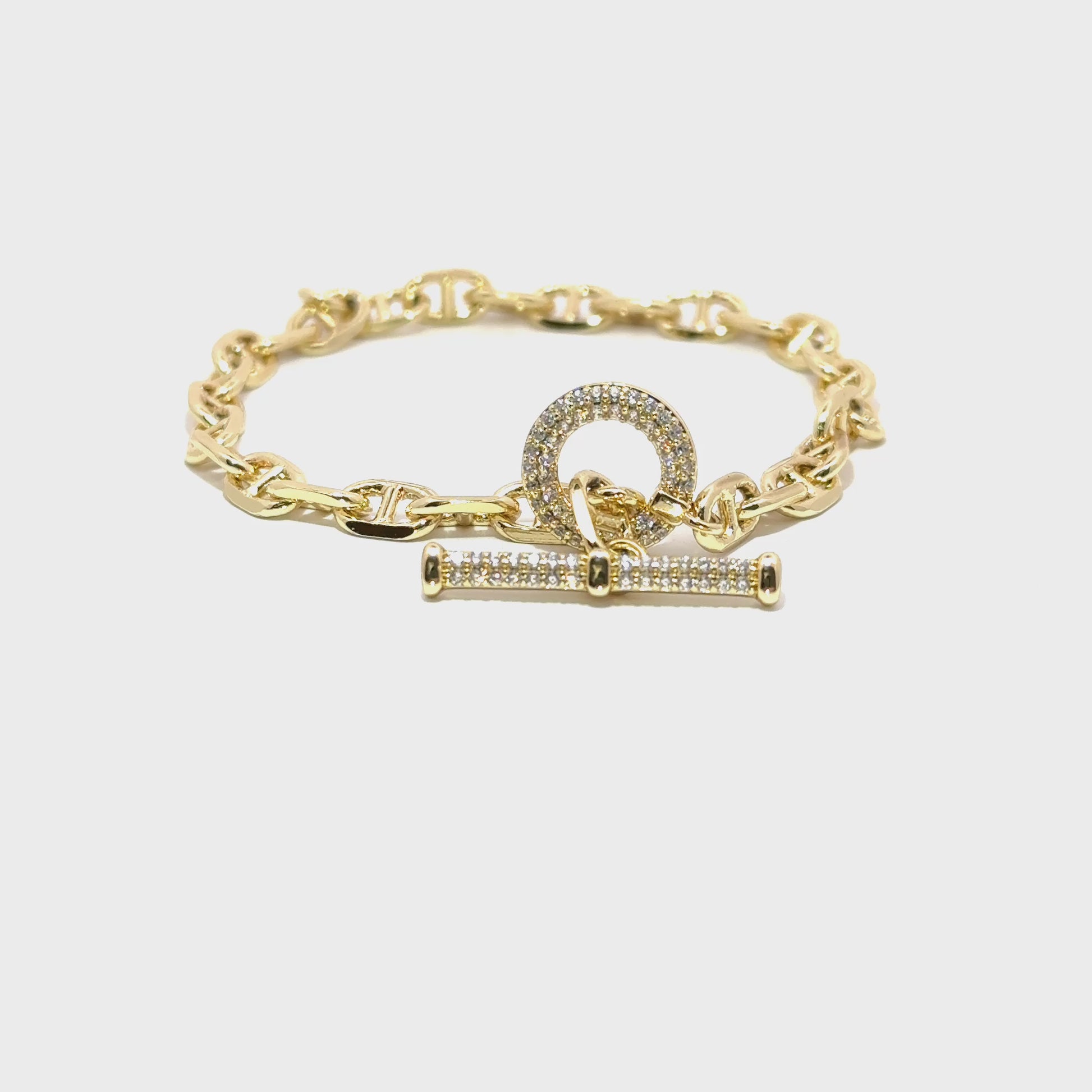 Brățară damă Lanț, placată cu aur și zirconia