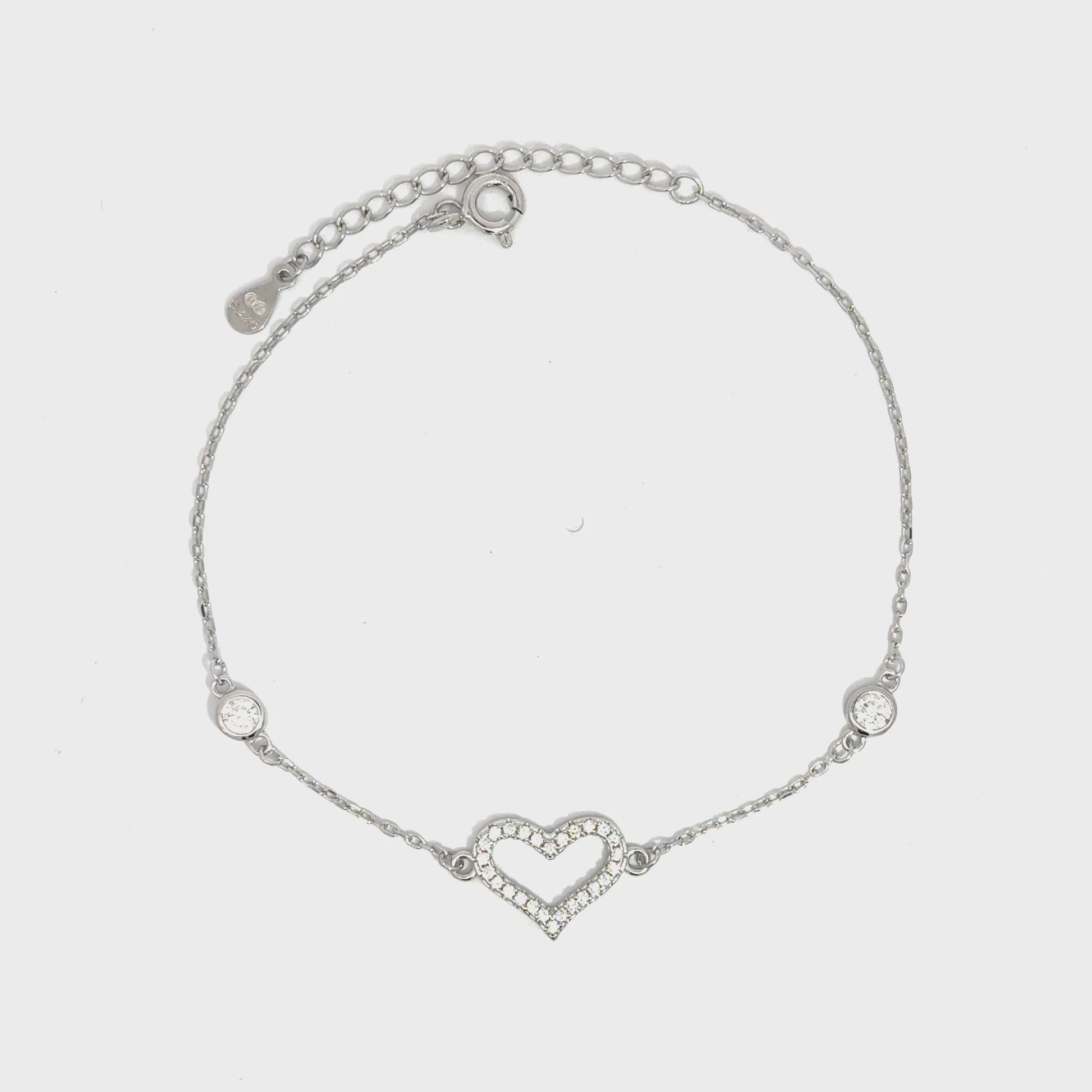 Brățară damă Inimioară,. argint + zirconia