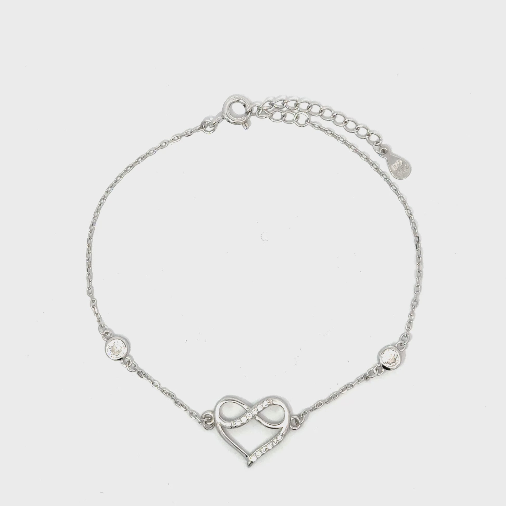 Brățară damă Inimă cu Infinit, argint + zirconia
