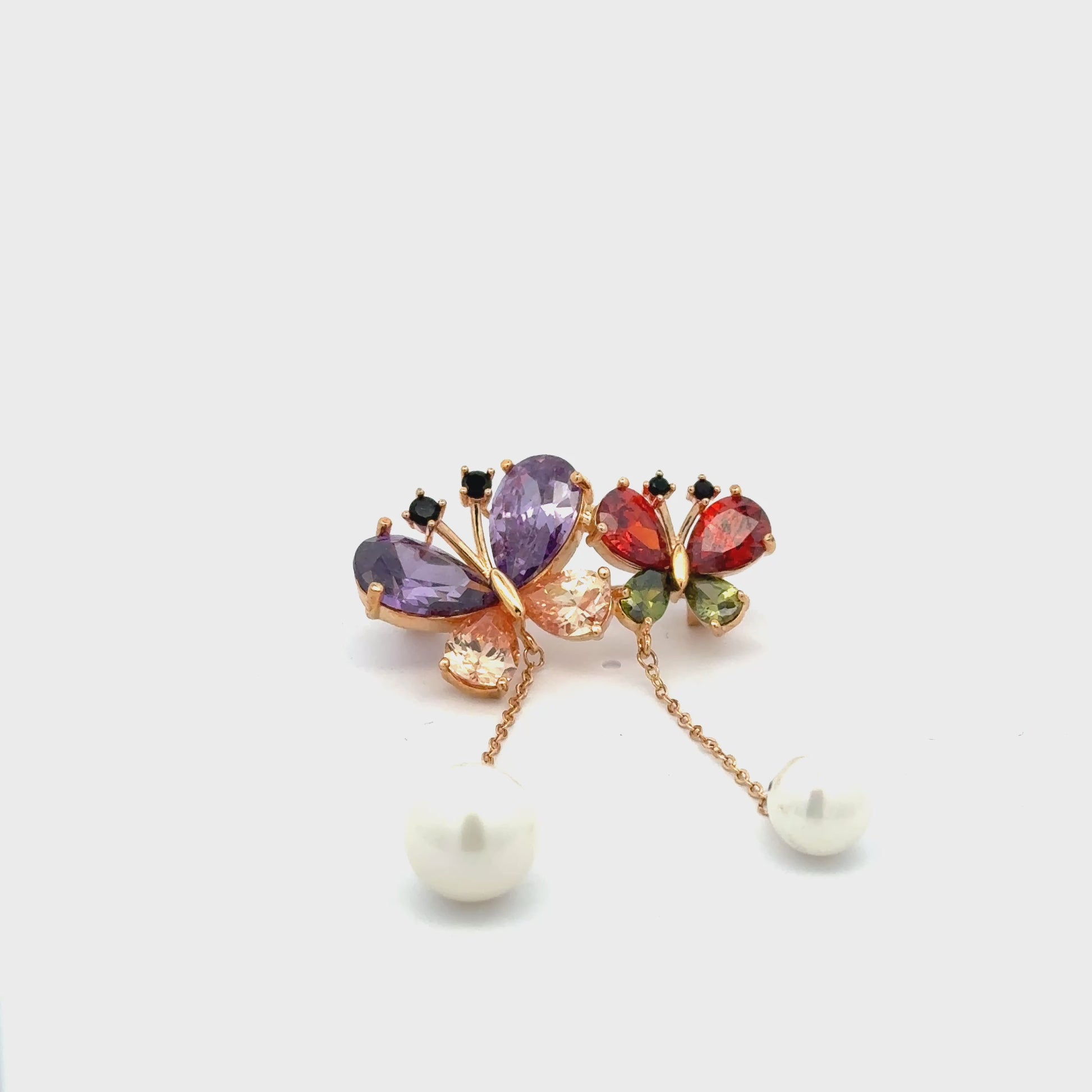 Broșă Swarovski în forma de fluturi – Placată cu Aur de 18K