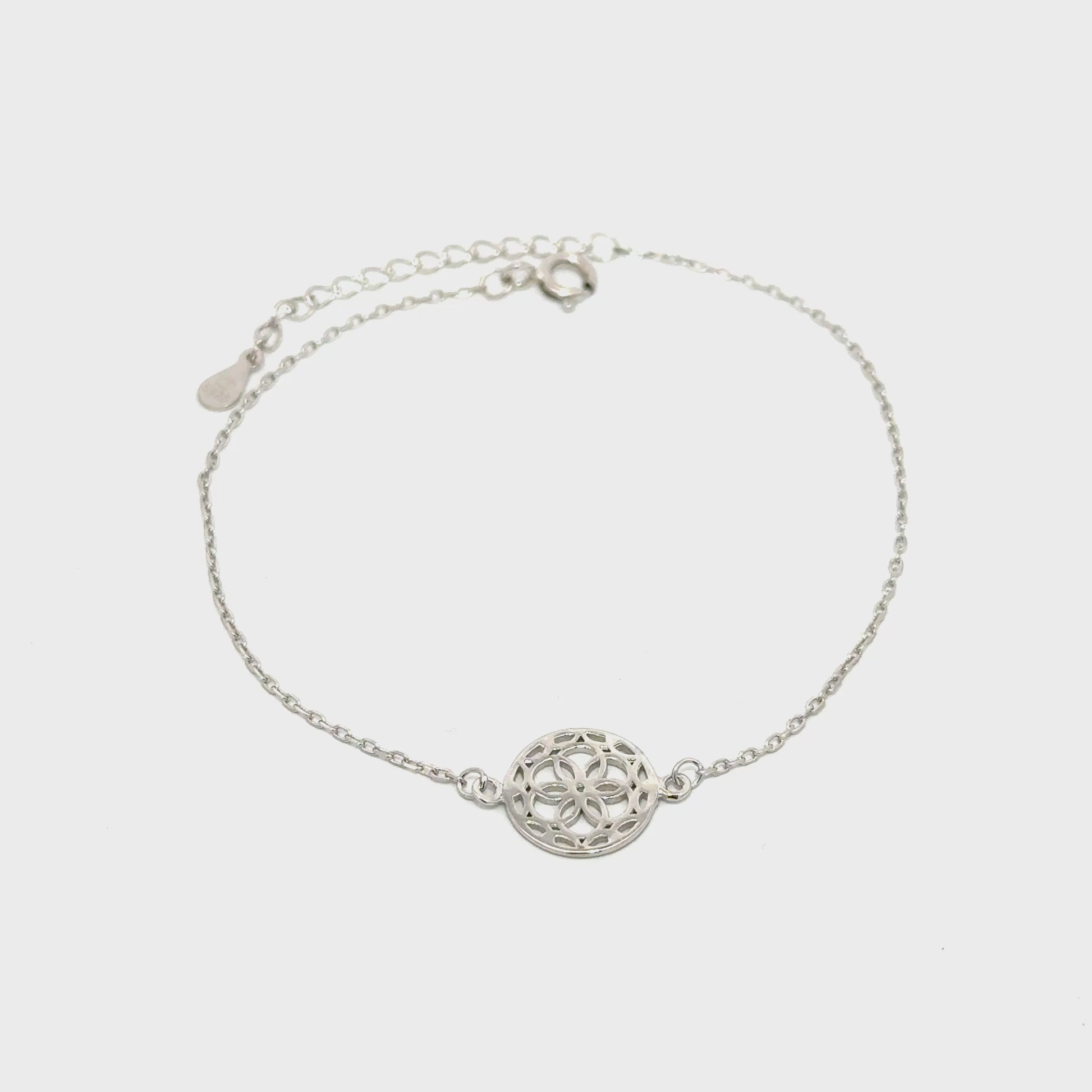 Brățară damă FLOARE ÎN CERC, argint rodiat