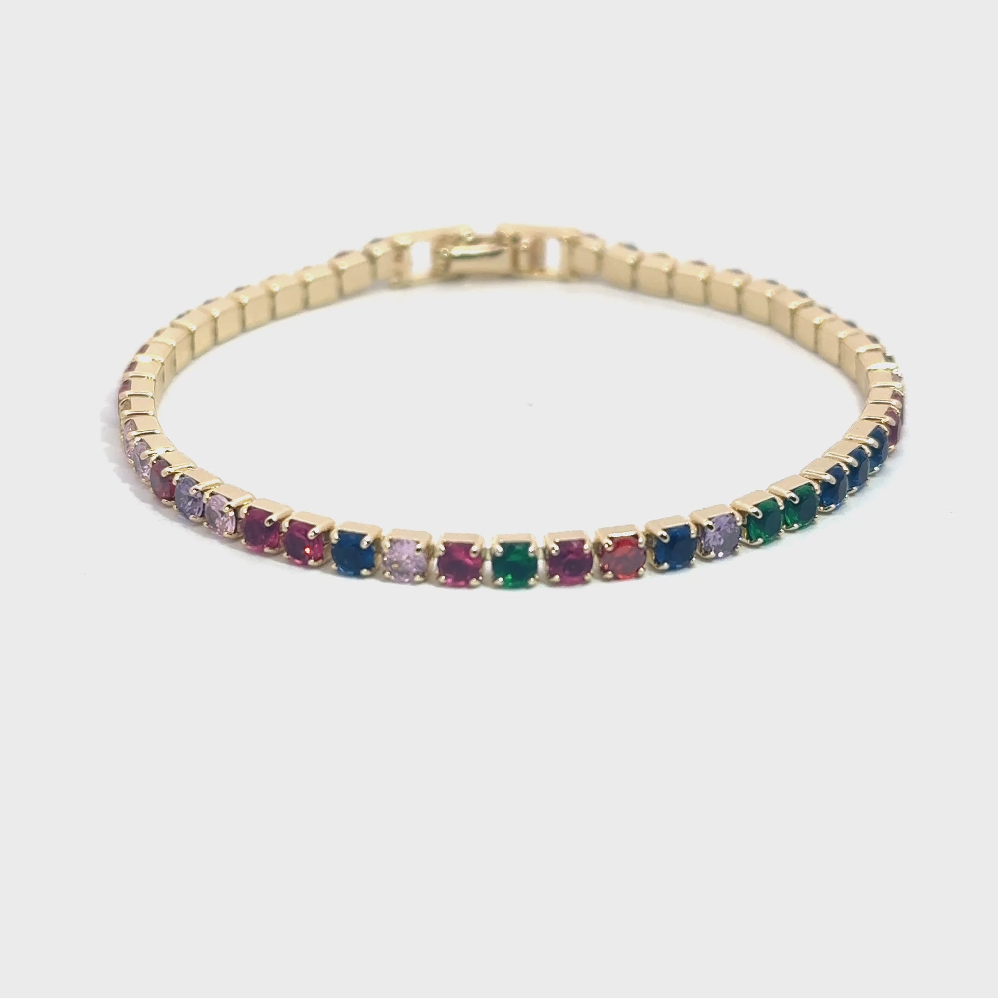 Brățară damă Tennis Multicolor, placată cu aur  + zirconia