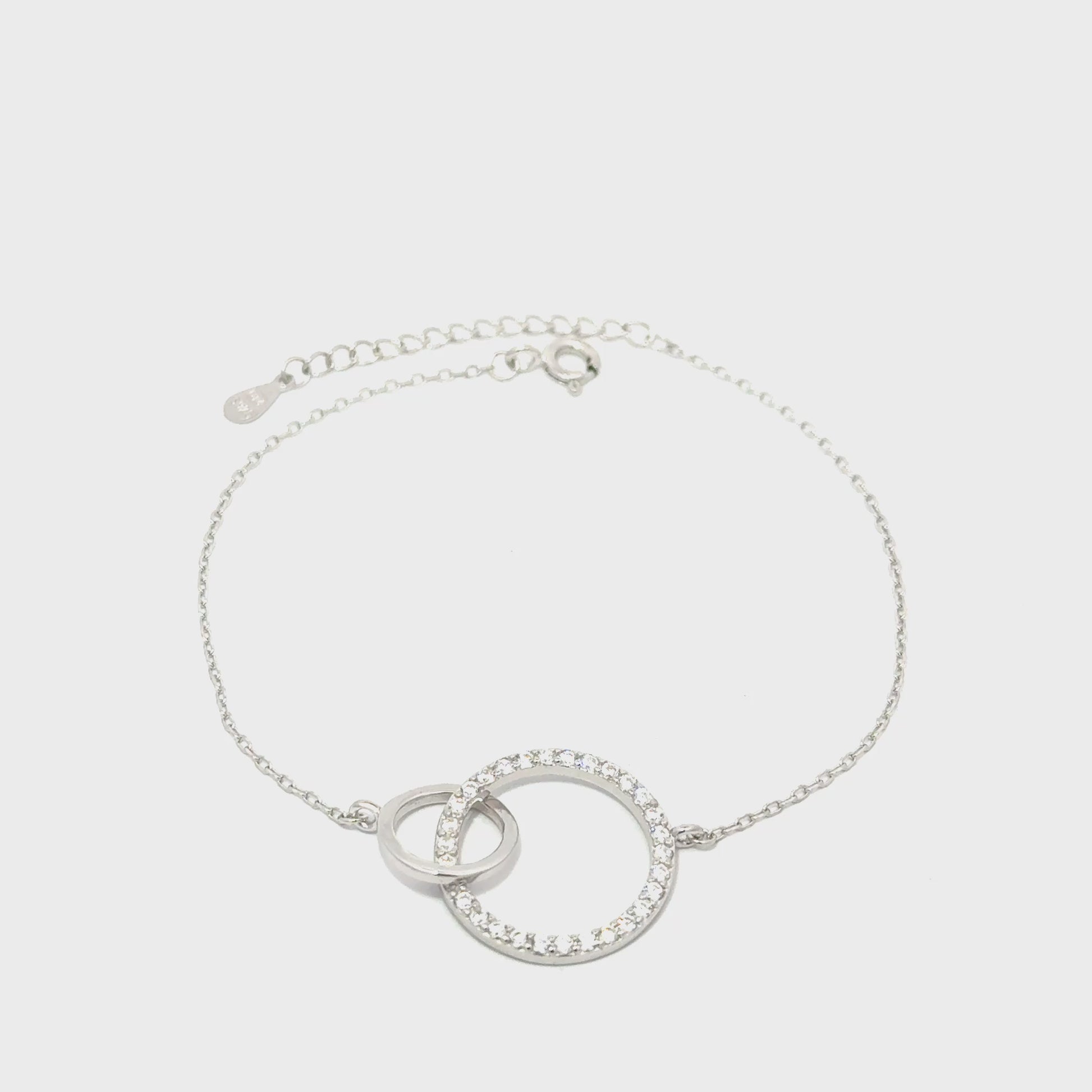 Brățară damă 2 CERCURI, argint+zirconia