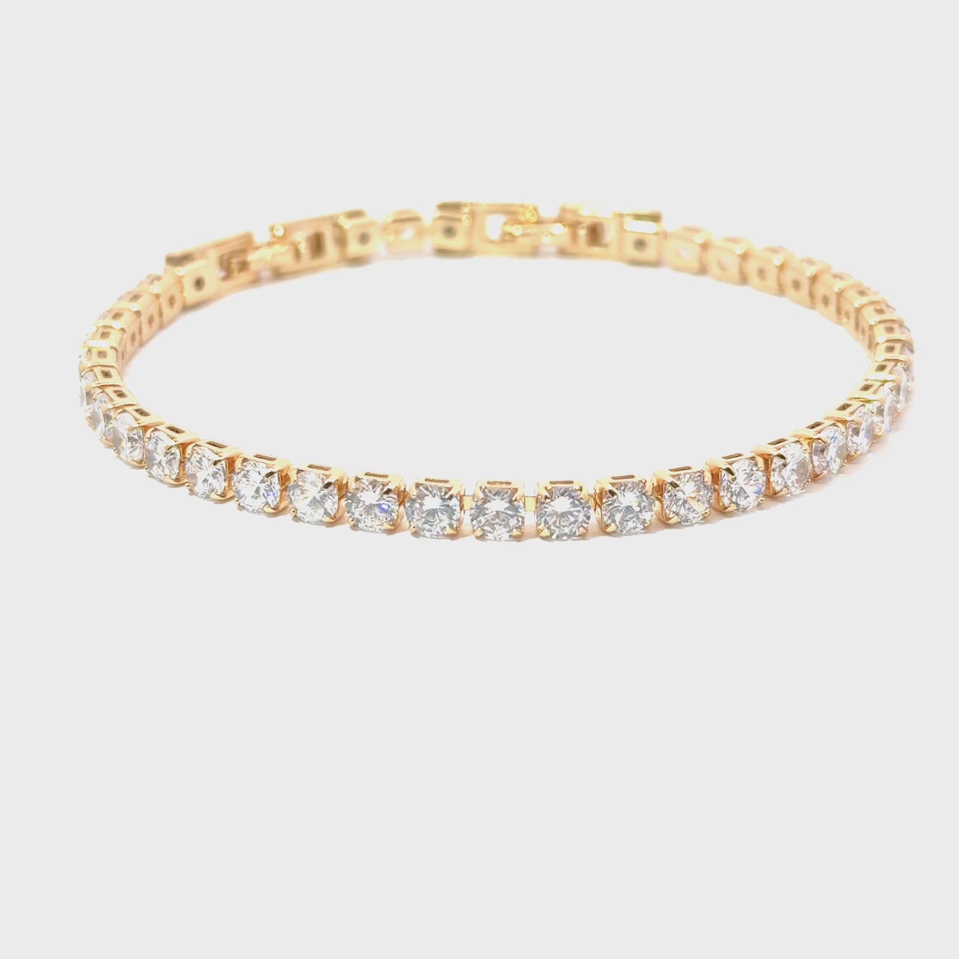 Brățară damă Tennis, placată cu aur roz + zirconia